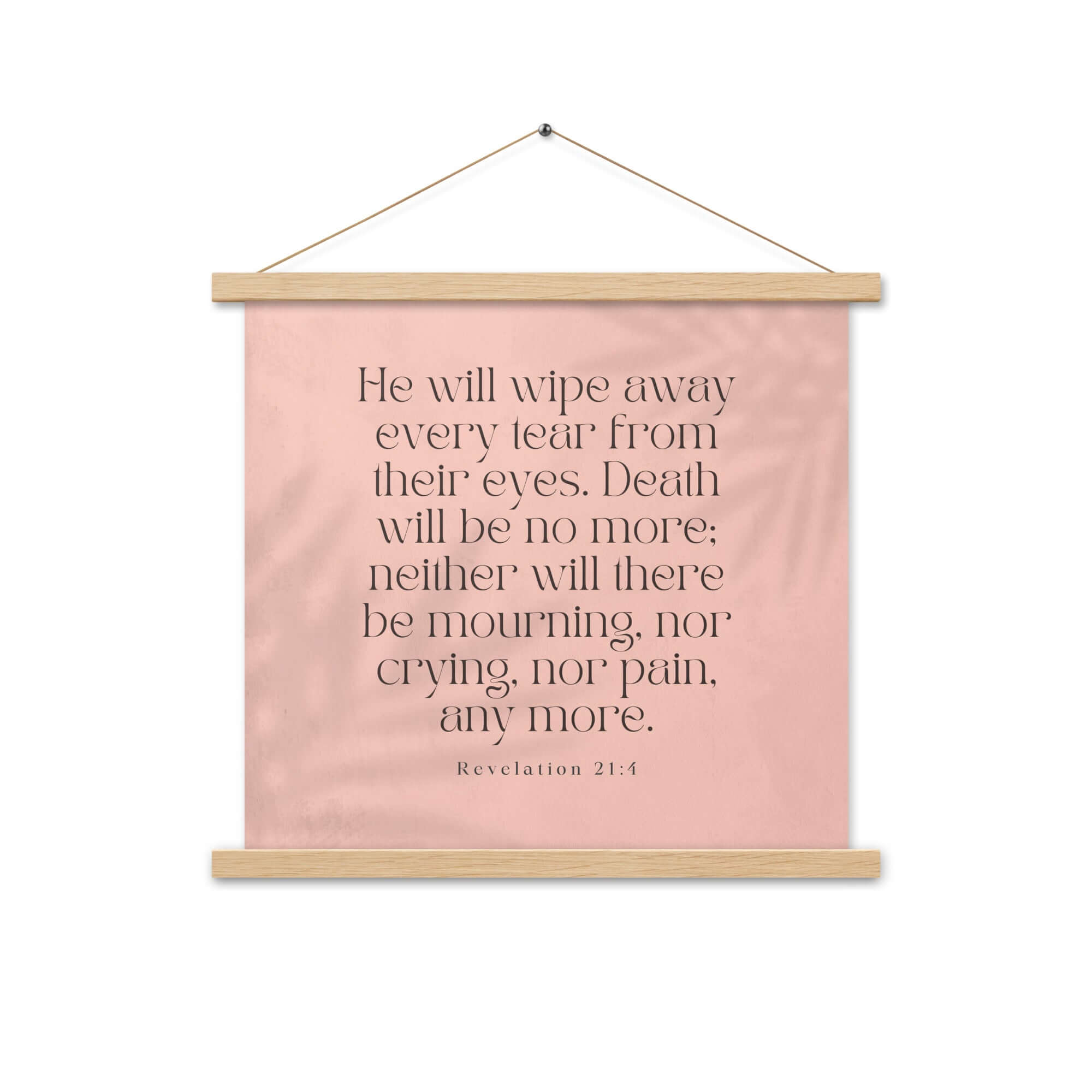 Revelation 21:4 Bible Verse, their eyes Enhanced Matte Paper Poster With Hanger Wall Art Oak 18″×18″