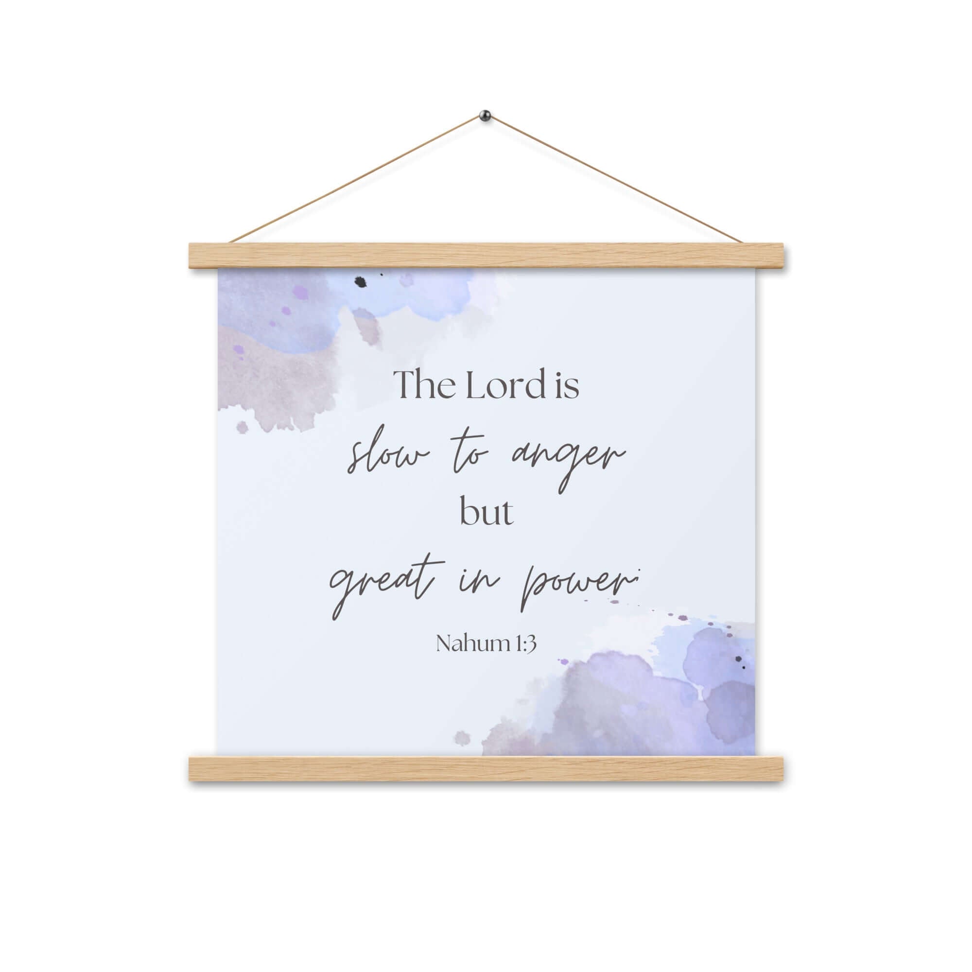Nahum 1:3 Bible Verse, great in power Enhanced Matte Paper Poster With Hanger Wall Art Oak 18″×18″