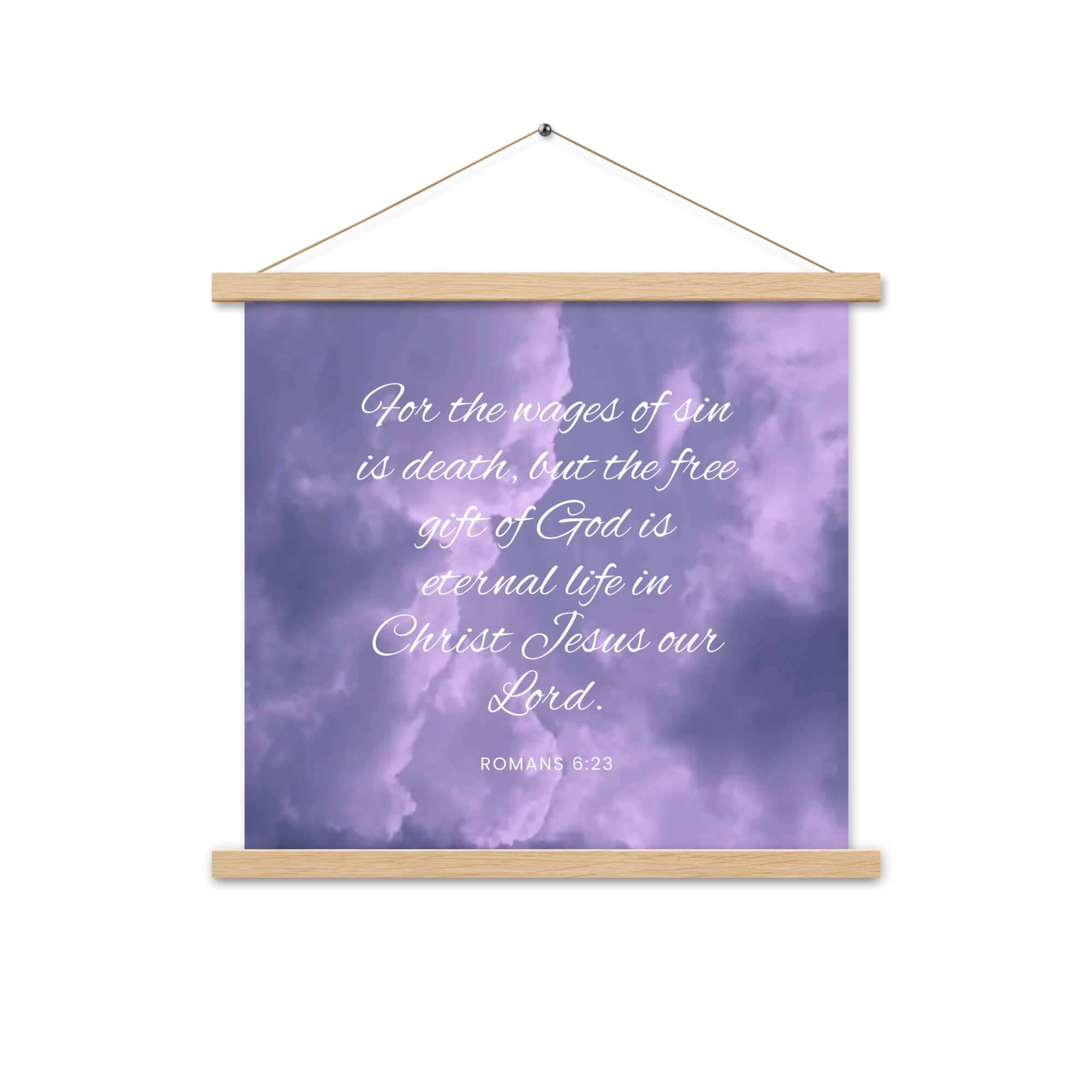 Romans 6:23 Bible Verse, free gift Enhanced Matte Paper Poster With Hanger Wall Art Oak 18″×18″