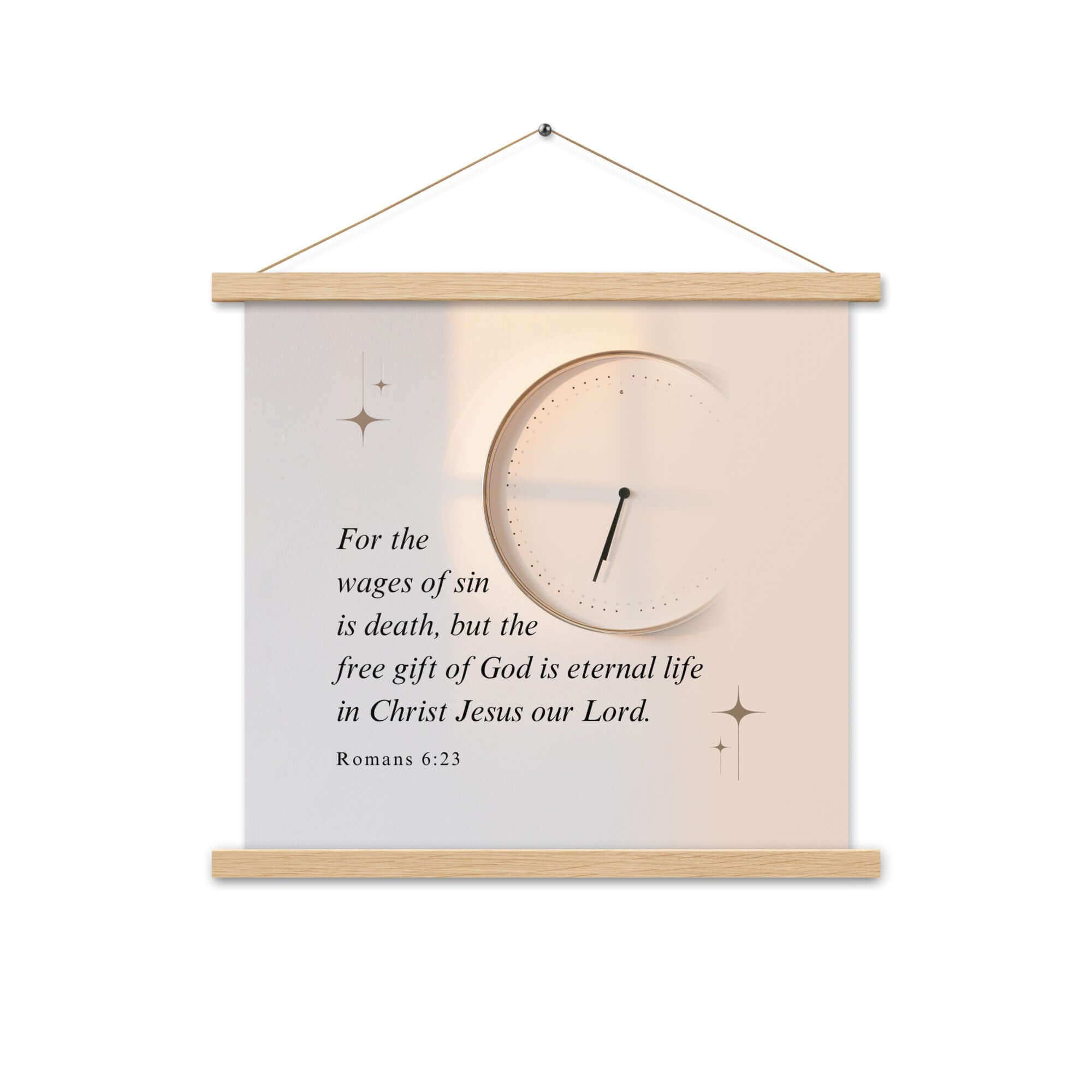 Romans 6:23 Bible Verse, our Lord Enhanced Matte Paper Poster With Hanger Wall Art Oak 18″×18″