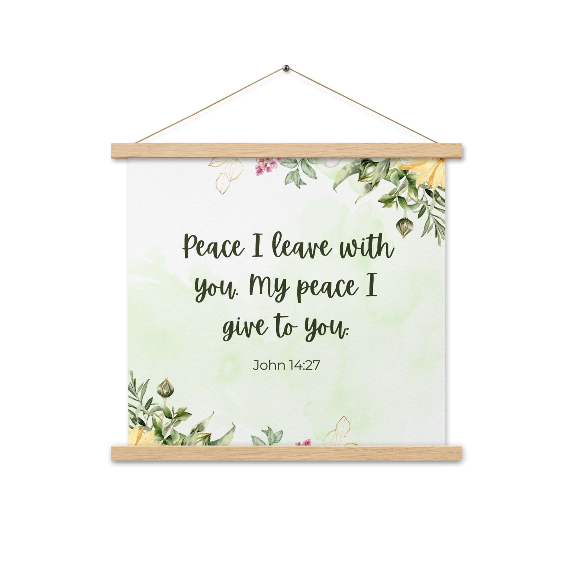 John 14:27 Bible Verse, My peace Enhanced Matte Paper Poster With Hanger Wall Art Oak 18″×18″