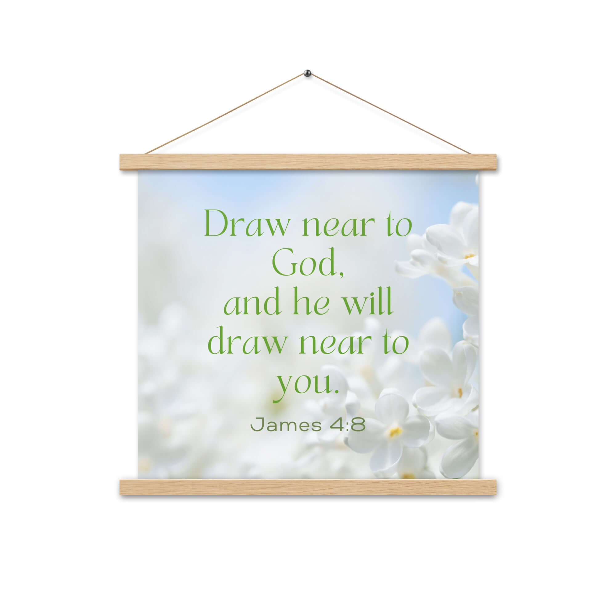 James 4:8 Bible Verse, Draw near Enhanced Matte Paper Poster With Hanger Wall Art Oak 18″×18″