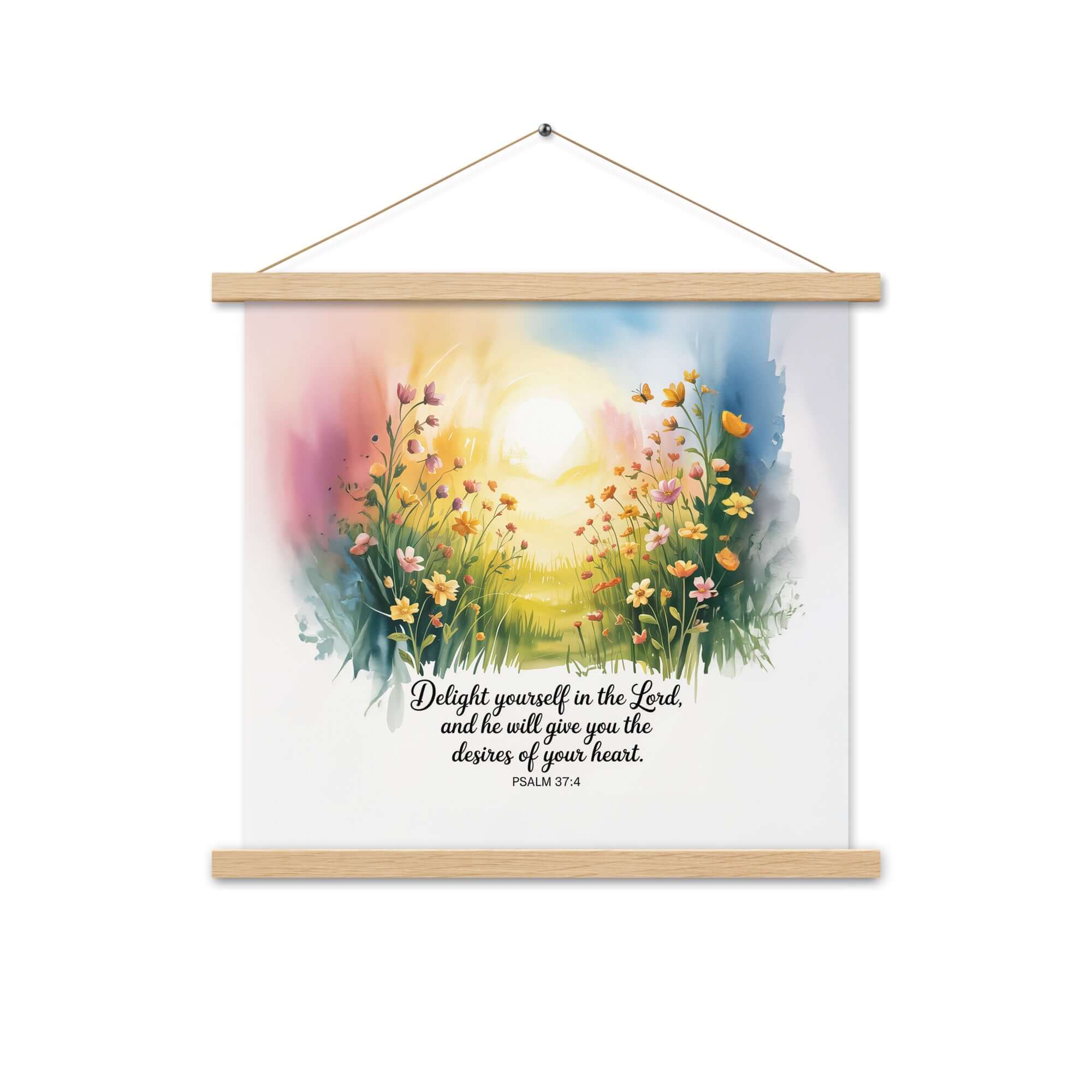Psalm 37:4 Bible Verse, will give Enhanced Matte Paper Poster With Hanger Oak 18″×18″