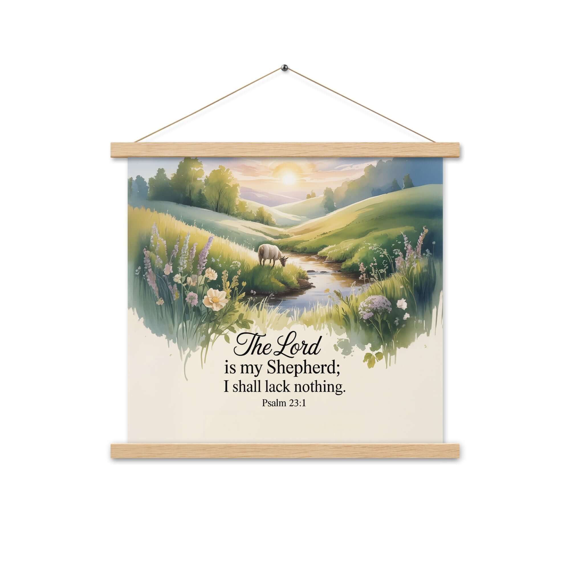 Psalm 23:1 Bible Verse, Lord Enhanced Matte Paper Poster With Hanger Oak 18″×18″