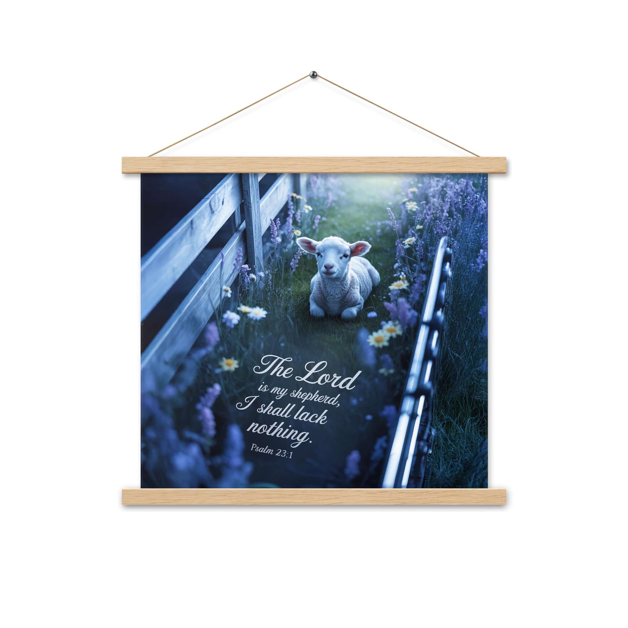Psalm 23:1 Bible Verse, Shepherd Enhanced Matte Paper Poster With Hanger Oak 18″×18″