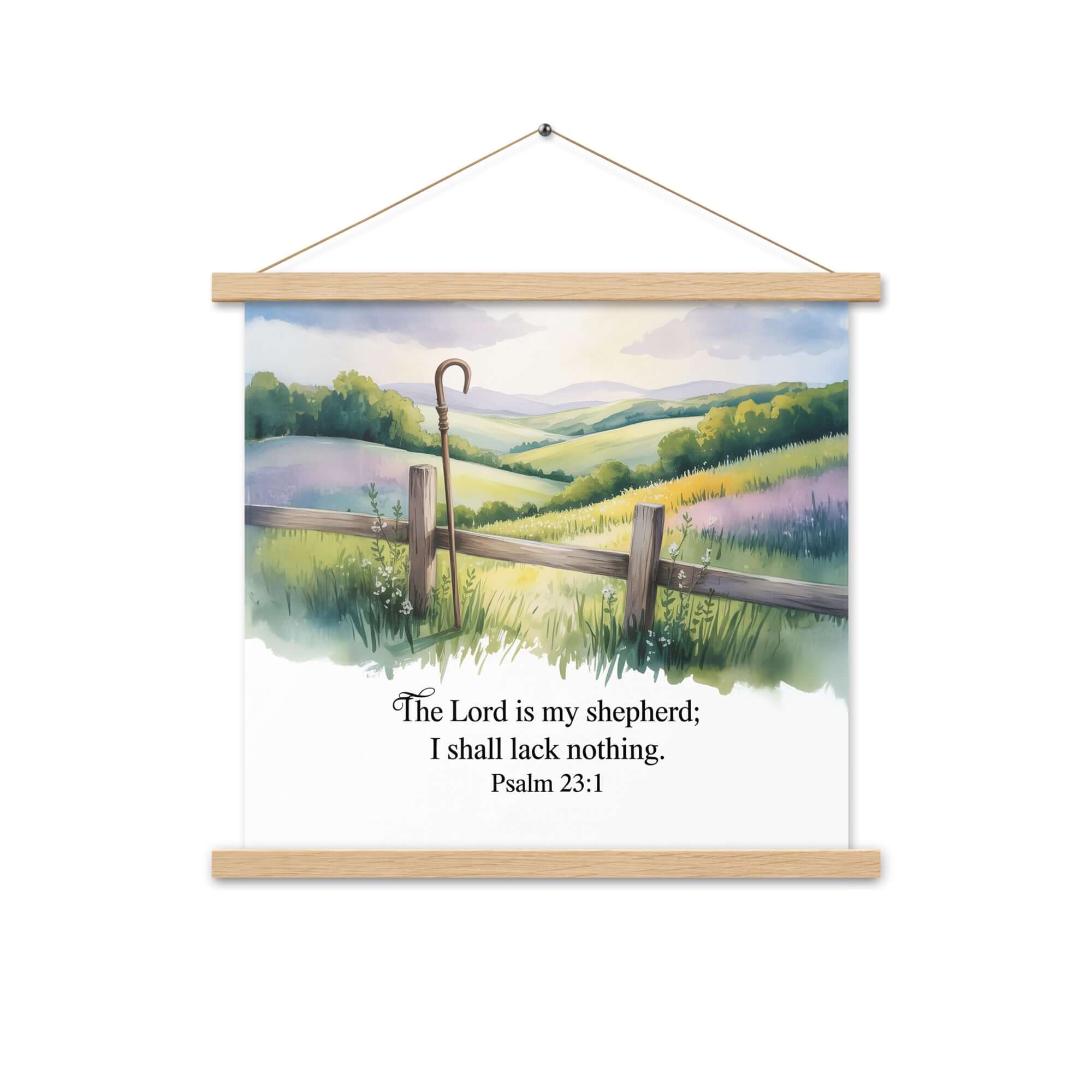 Psalm 23:1 Bible Verse, Lack Enhanced Matte Paper Poster With Hanger Oak 18″×18″