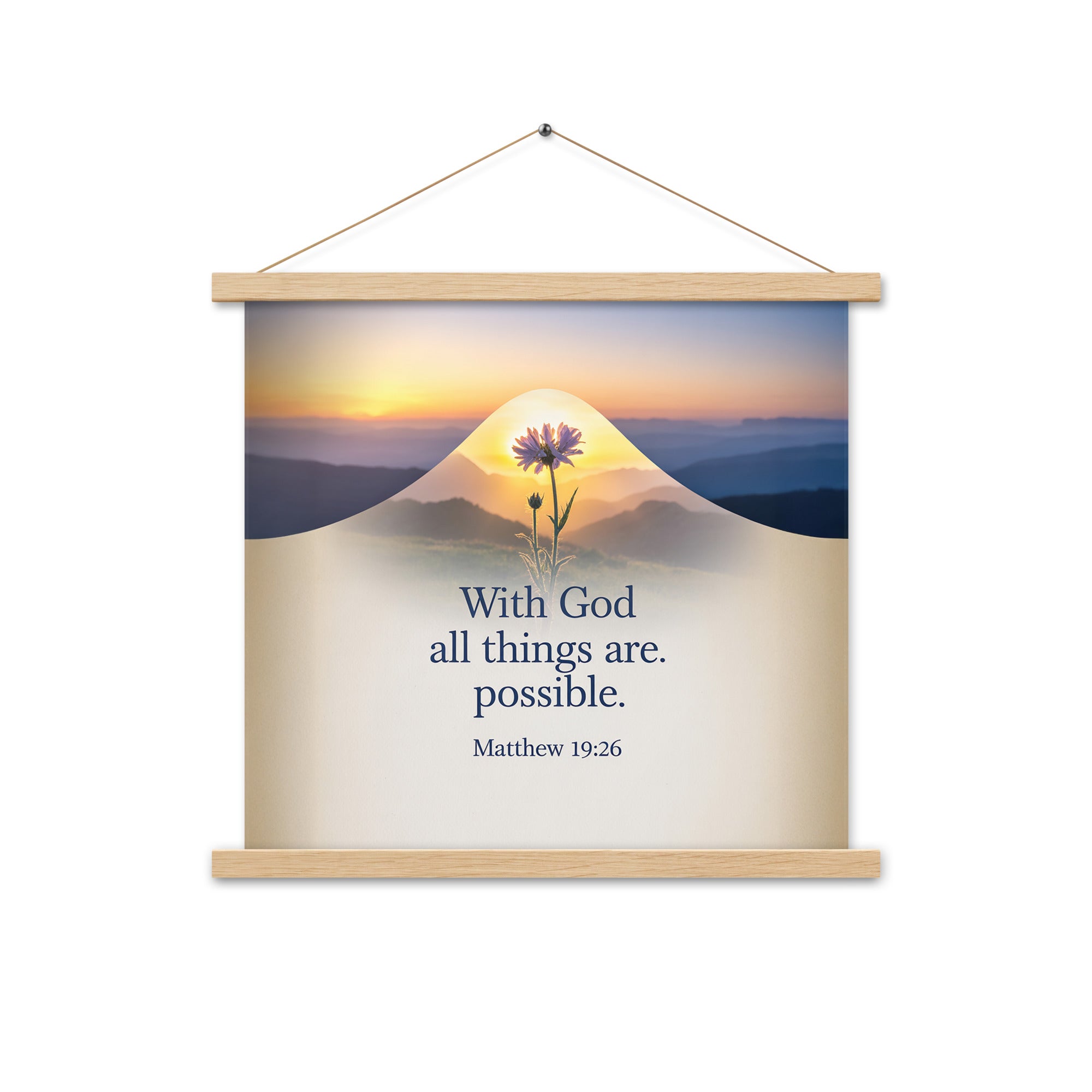 Matthew 19:26 Bible Verse at them Enhanced Matte Paper Poster With Hanger Oak 18″×18″