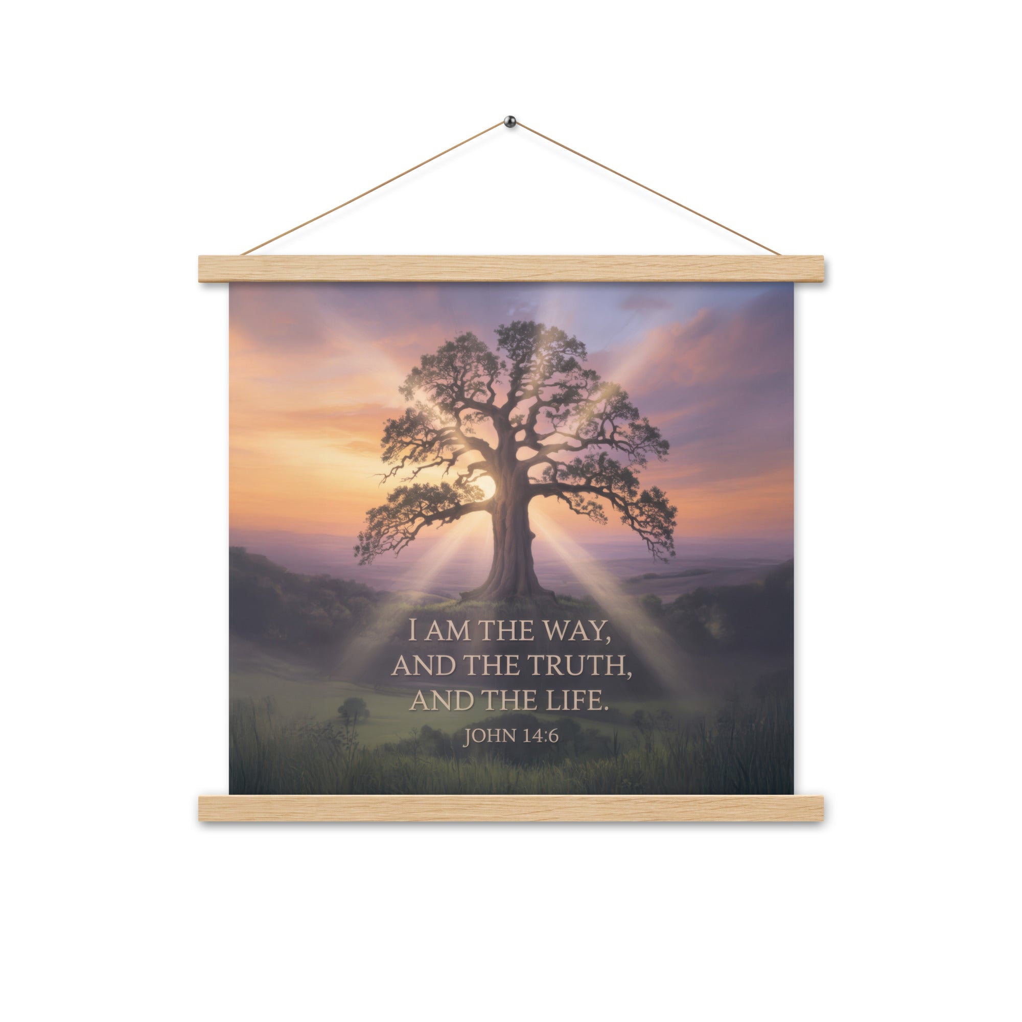 John 14:6 Bible Verse Jesus said Enhanced Matte Paper Poster With Hanger Oak 18″×18″