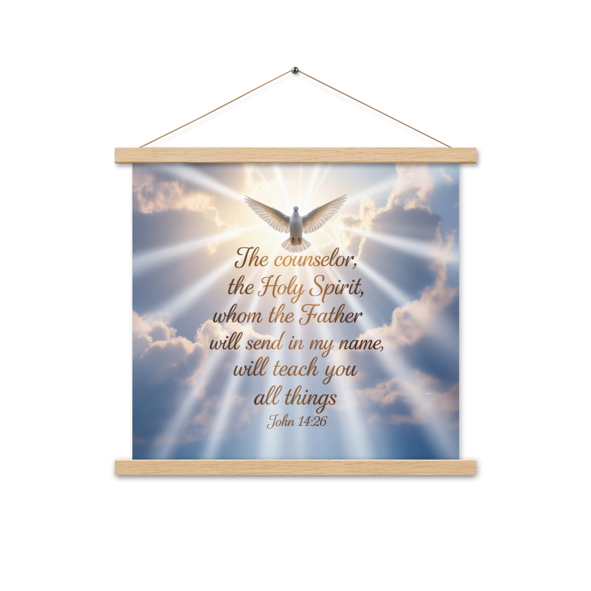 John 14:26 Bible Verse Father Enhanced Matte Paper Poster With Hanger Oak 18″×18″