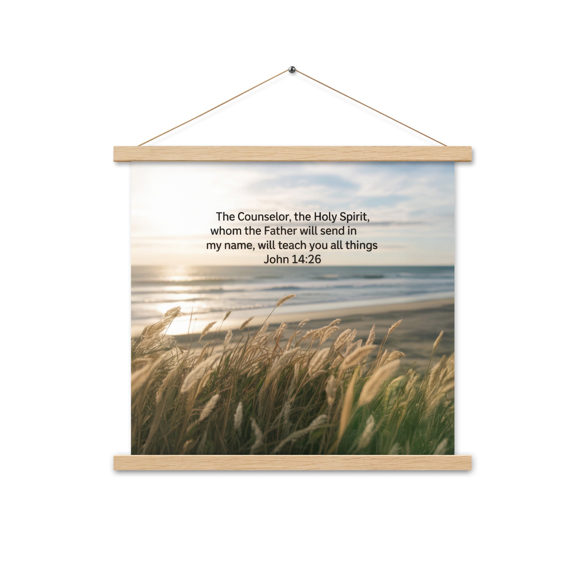 John 14:26 Bible Verse in my name Enhanced Matte Paper Poster With Hanger Oak 18″×18″