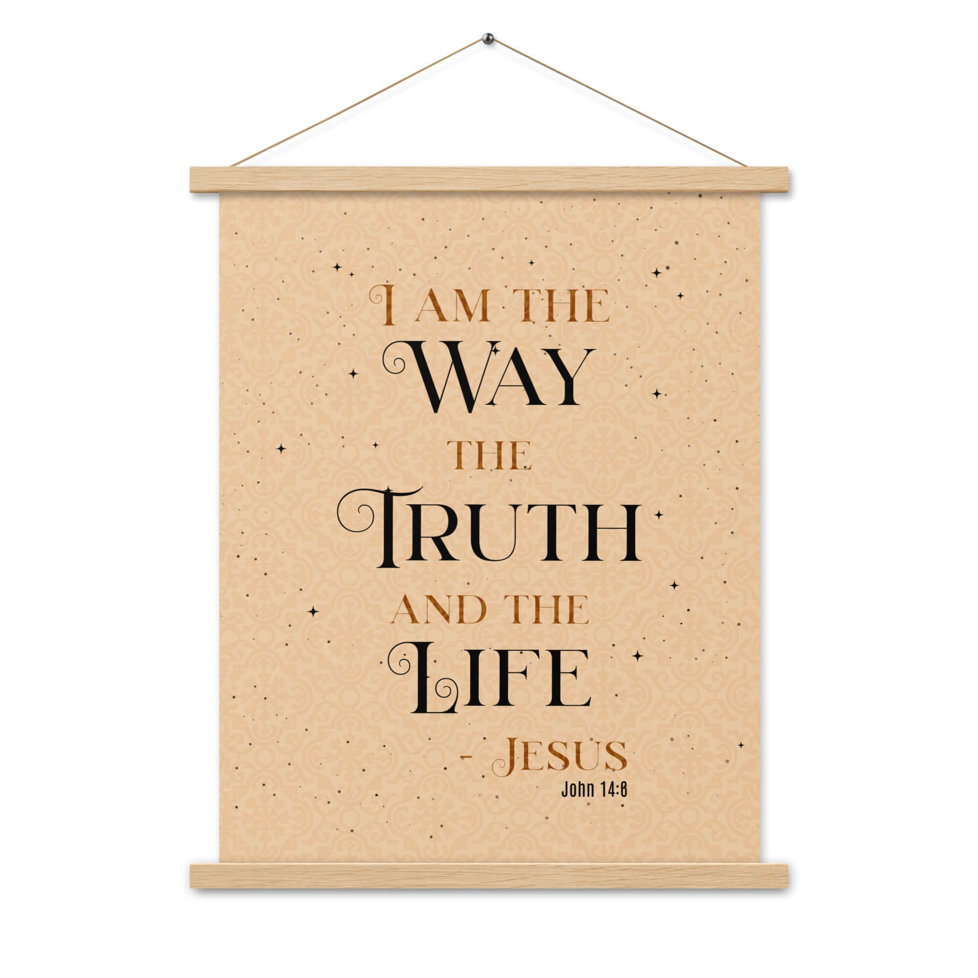 John 14:6 Bible Verse, Color Text Brown Background Enhanced Matte Paper Poster With Hanger Wall Art