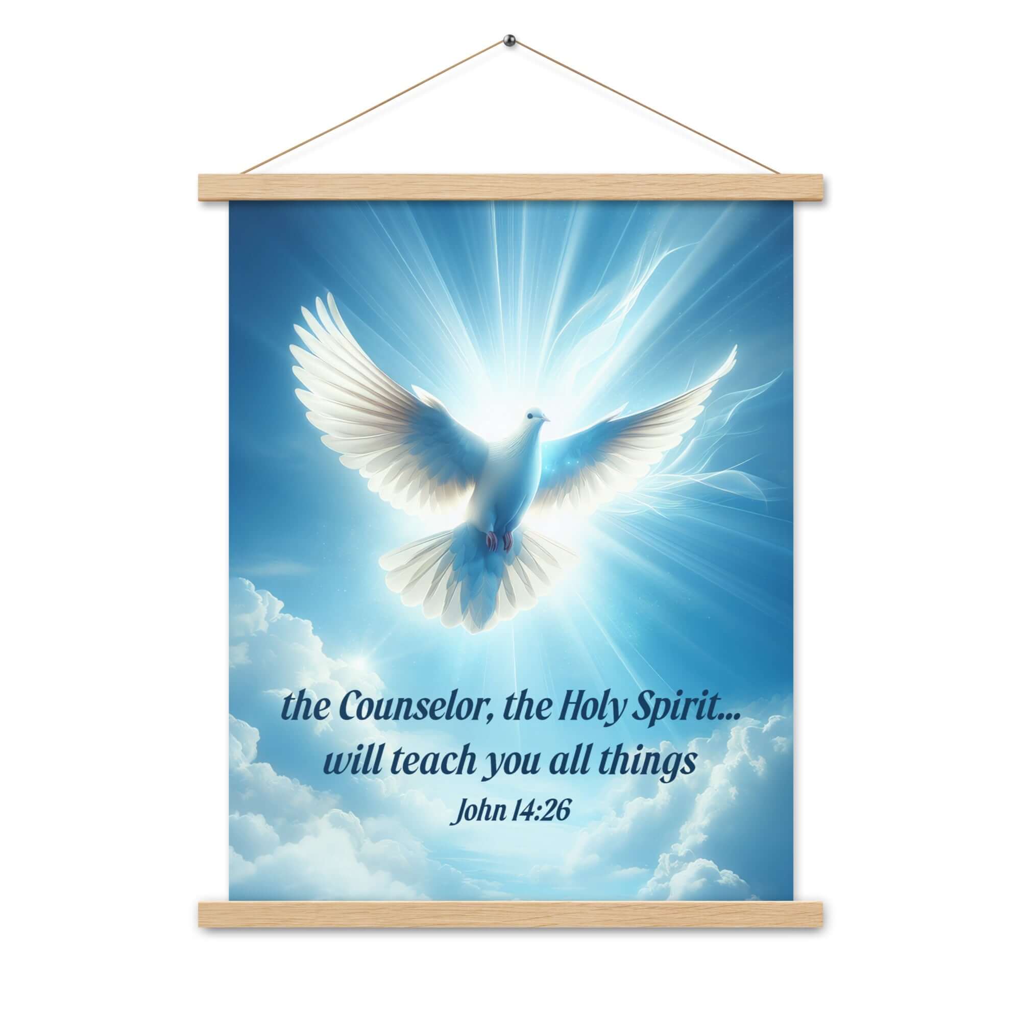 John 14:26 Bible Verse, Holy Spirit Dove Enhanced Matte Paper Poster With Hanger Wall Art