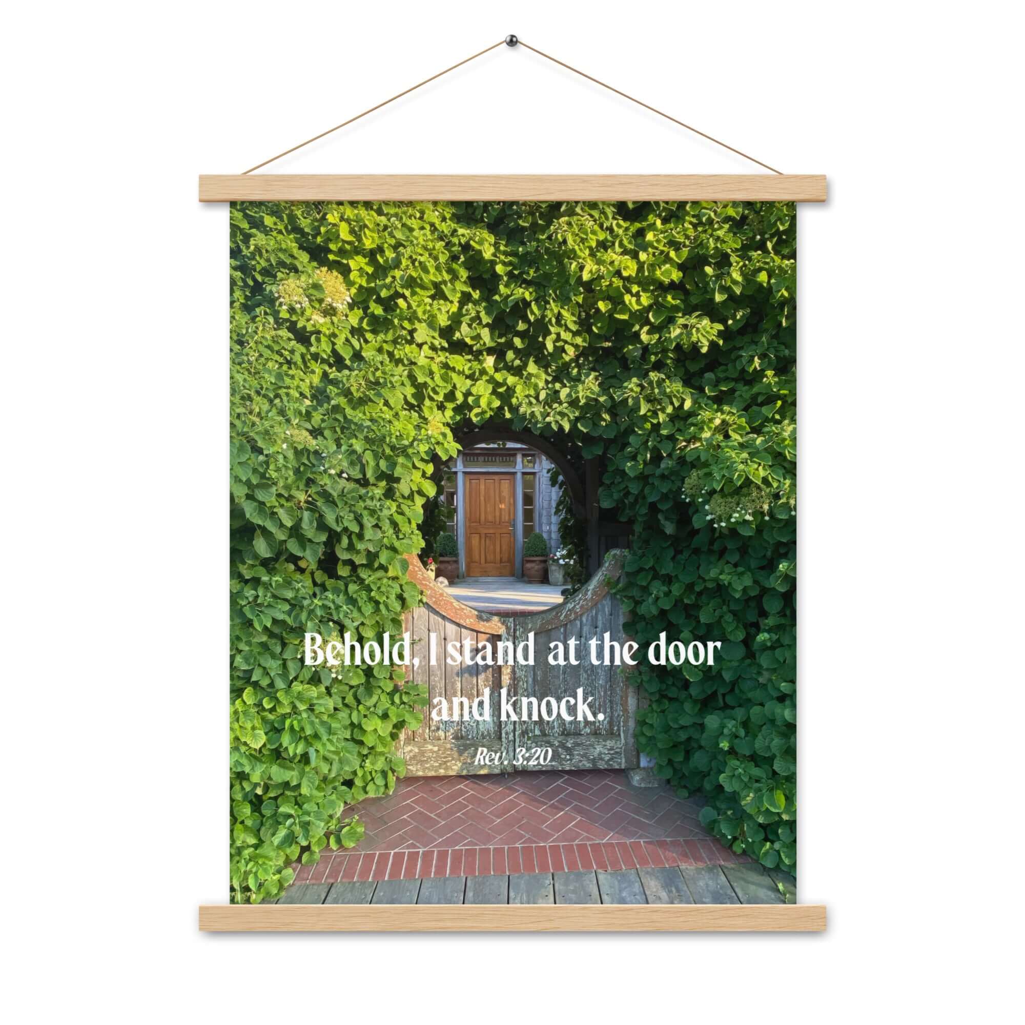Revelation 3:20 Bible Verse, Garden Doorway Enhanced Matte Paper Poster With Hanger Wall Art