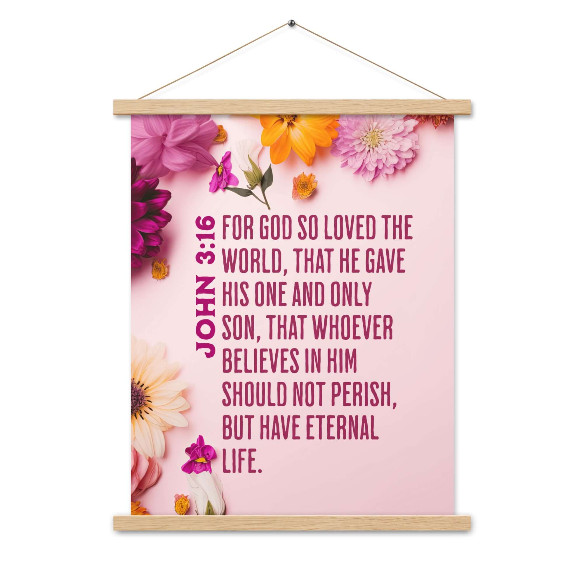 John 3:16 Bible Verse, For God So Loved Enhanced Matte Paper Poster With Hanger Wall Art