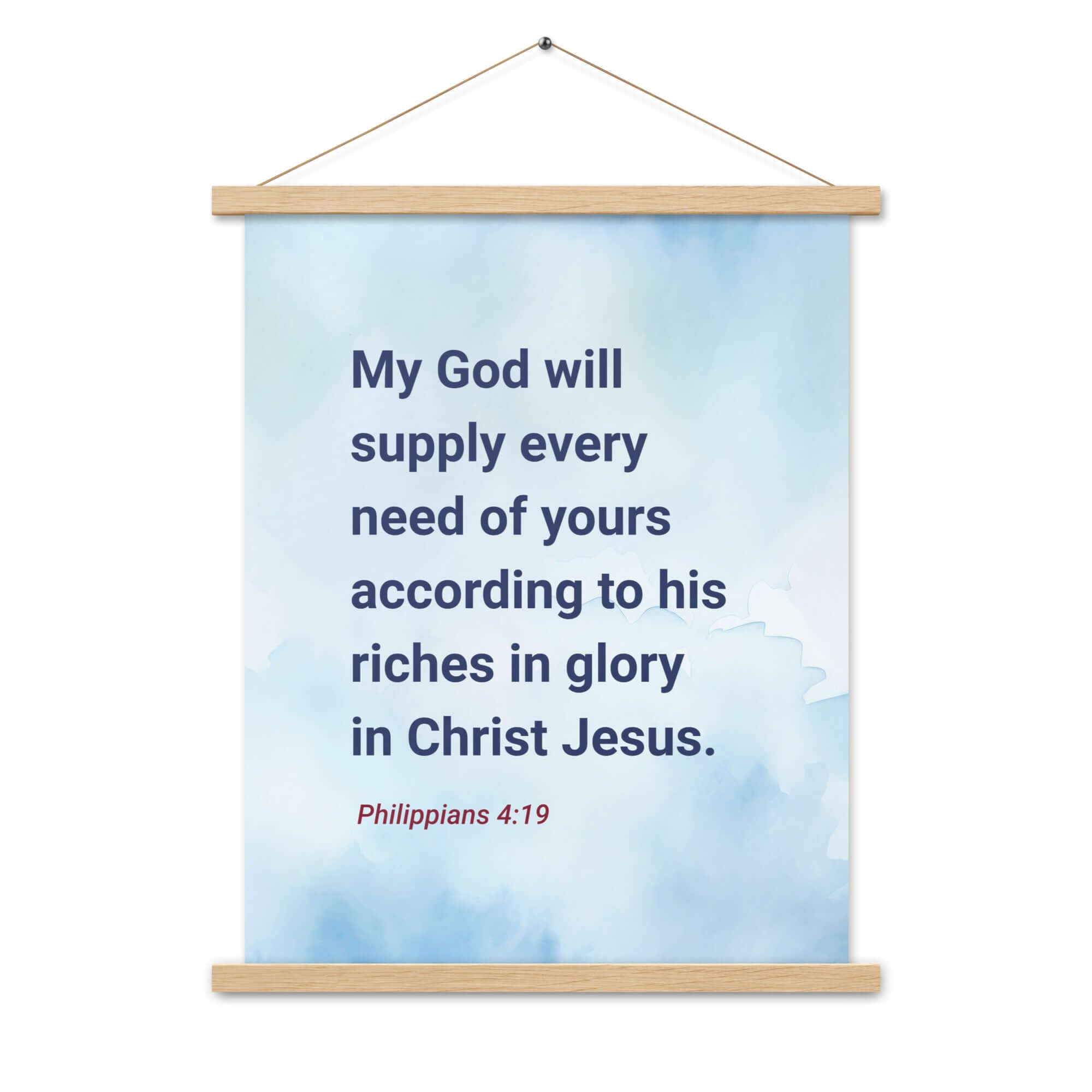 Philippians 4:19 Bible Verse, God will supply Enhanced Matte Paper Poster With Hanger Wall Art