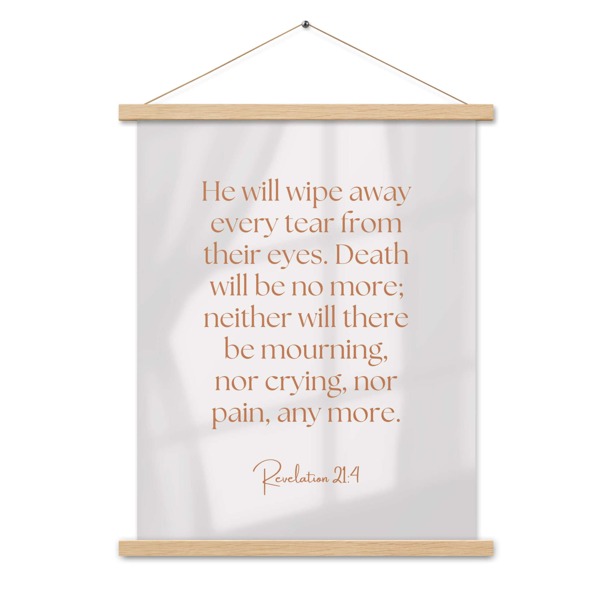 Revelation 21:4 Bible Verse, He will wipe Enhanced Matte Paper Poster With Hanger Wall Art