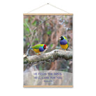 Matthew 6:26 Gouldian Finches, He'll Care for You Enhanced Matte Paper Poster With Hanger Wall Art Oak 24″×36″