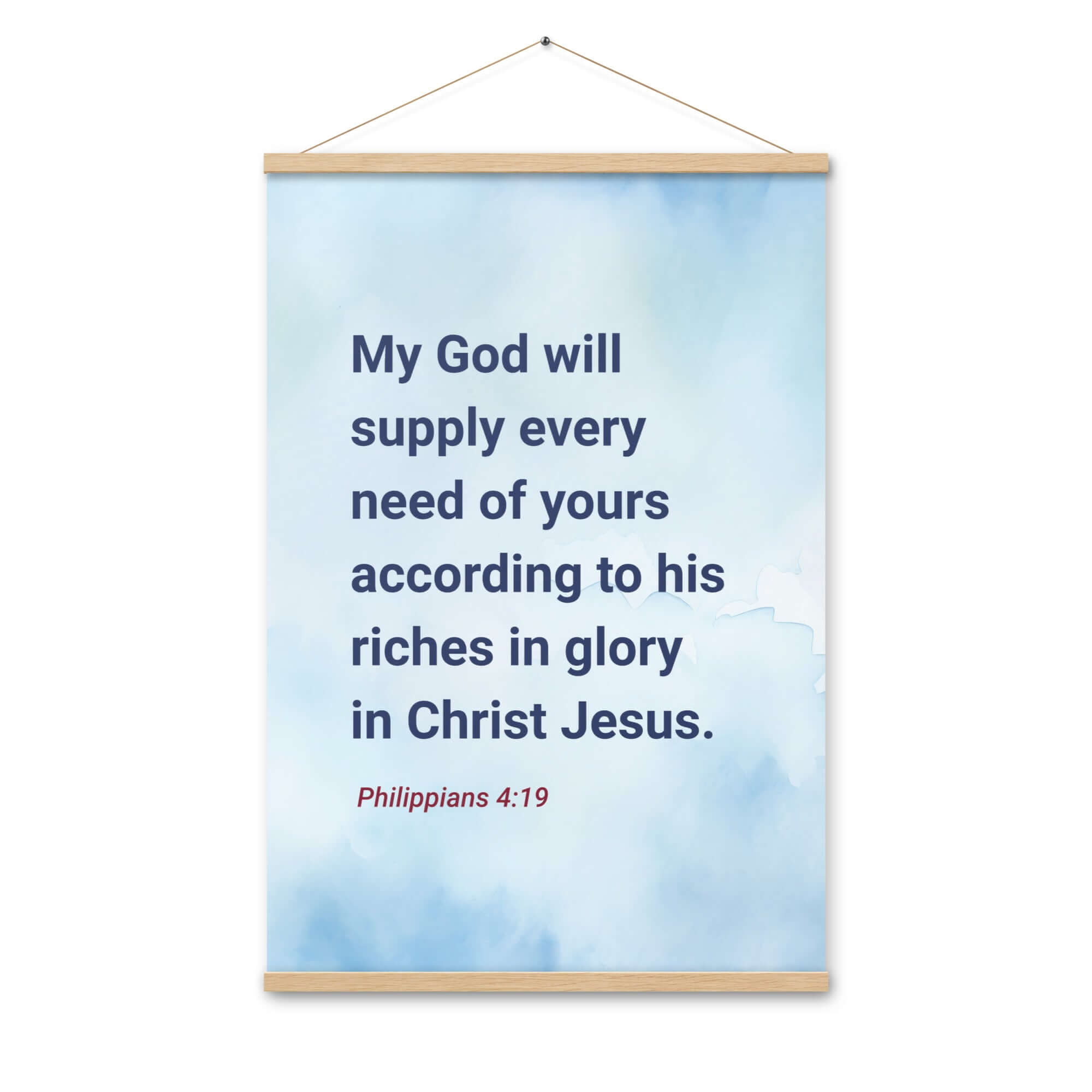 Philippians 4:19 Bible Verse, God will supply Enhanced Matte Paper Poster With Hanger Wall Art Oak 24″×36″