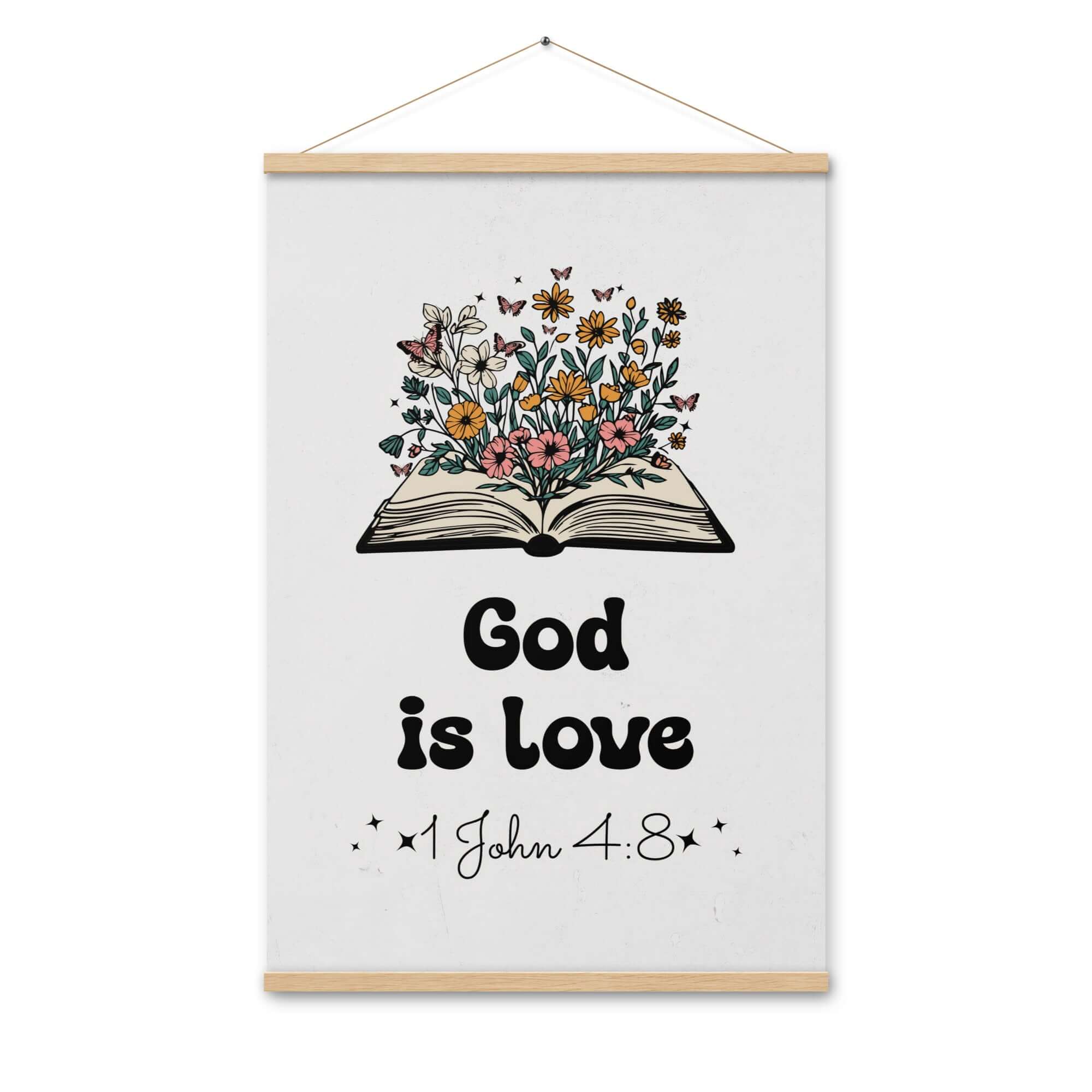 1 John 4:8 Bible Verse, God is Love Enhanced Matte Paper Poster With Hanger Wall Art Oak 24″×36″
