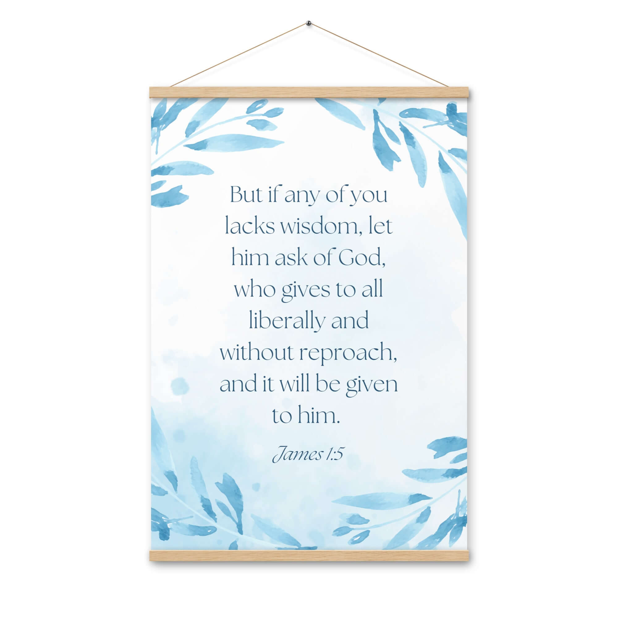 James 1:5 Bible Verse, lacks wisdom Enhanced Matte Paper Poster With Hanger Wall Art Oak 24″×36″