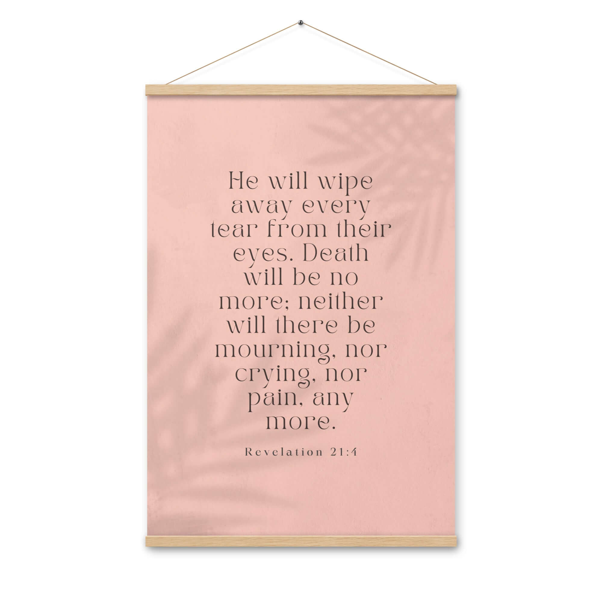 Revelation 21:4 Bible Verse, their eyes Enhanced Matte Paper Poster With Hanger Wall Art Oak 24″×36″