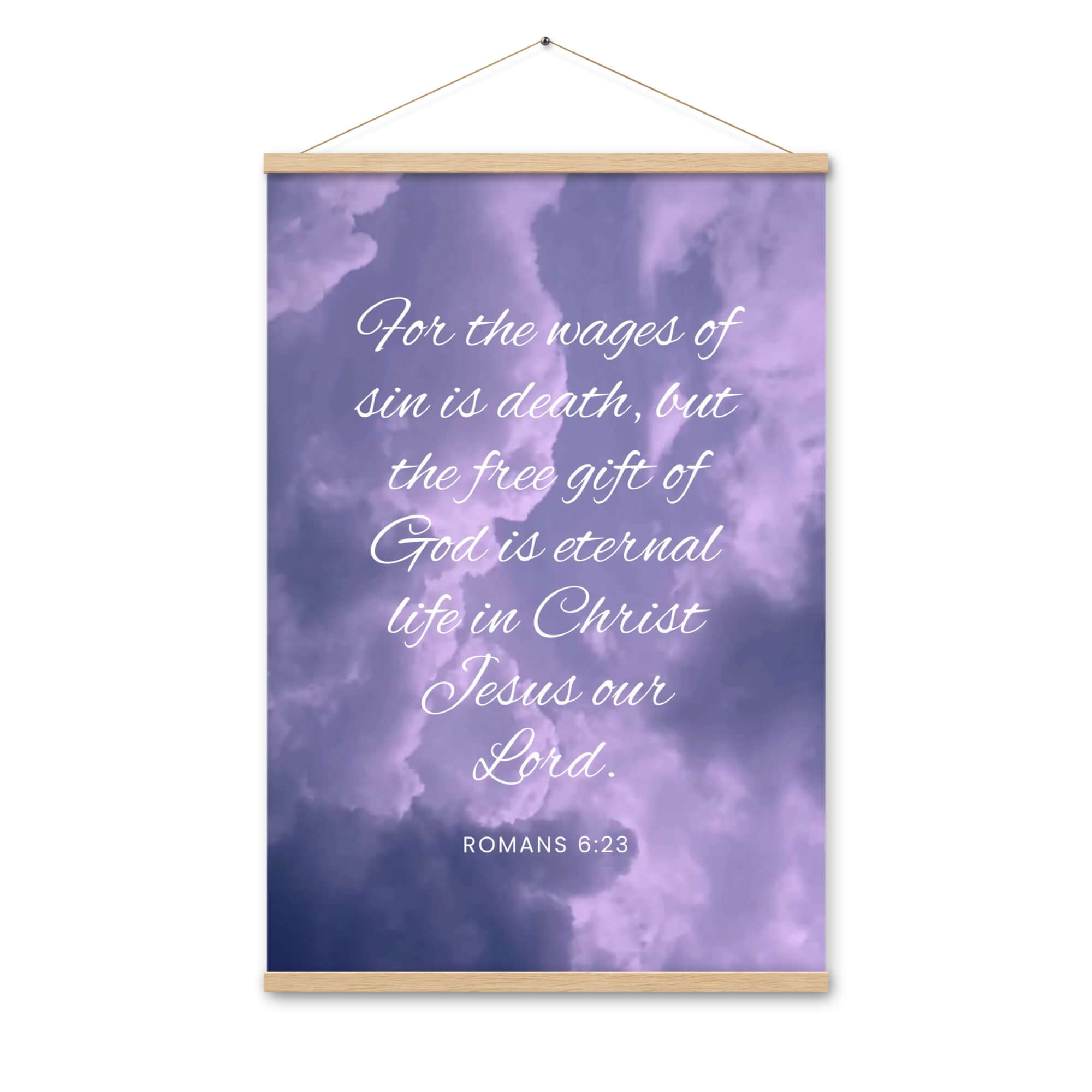 Romans 6:23 Bible Verse, free gift Enhanced Matte Paper Poster With Hanger Wall Art Oak 24″×36″