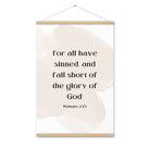 Romans 3:23 Bible Verse, fall short Enhanced Matte Paper Poster With Hanger Wall Art Oak 24″×36″