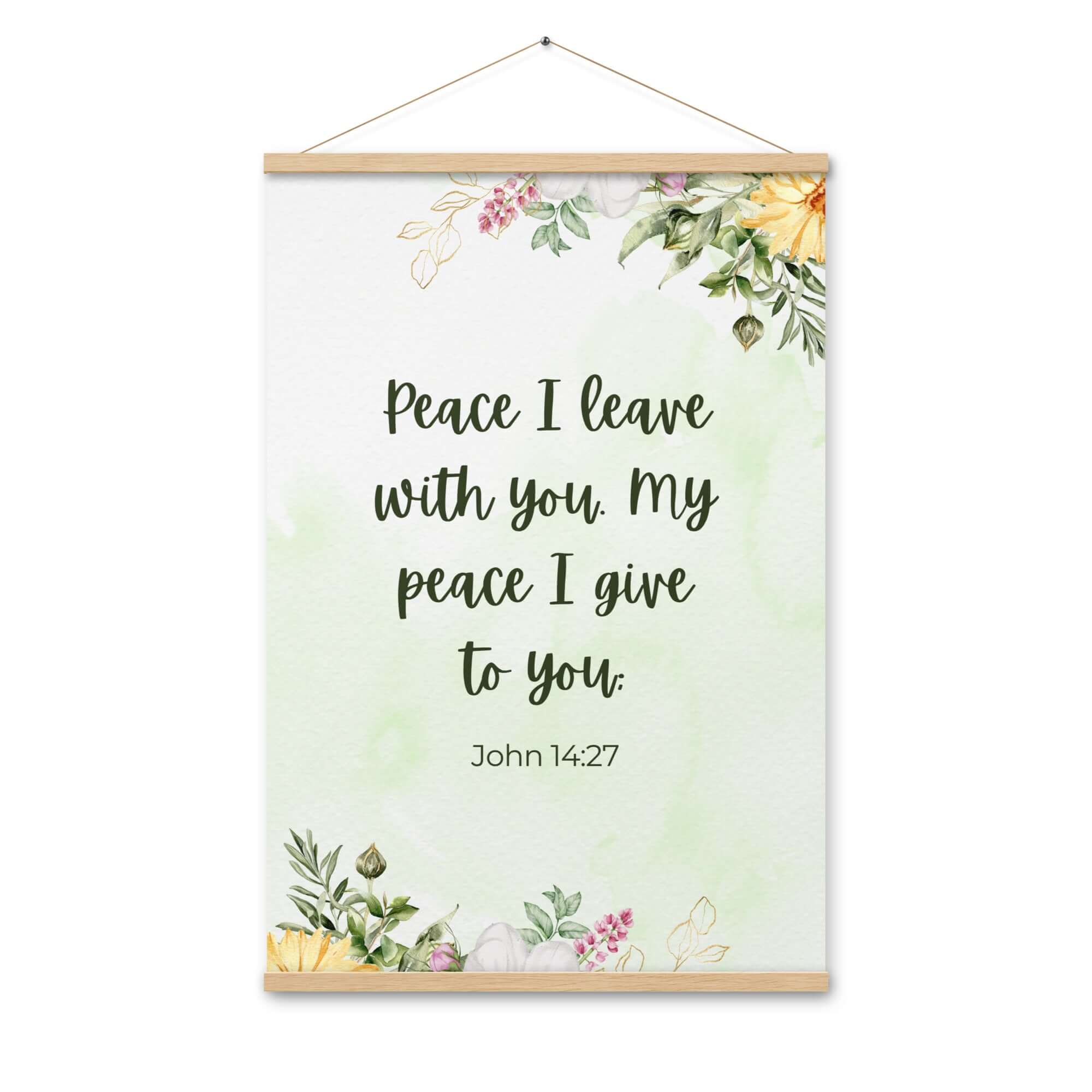 John 14:27 Bible Verse, My peace Enhanced Matte Paper Poster With Hanger Wall Art Oak 24″×36″