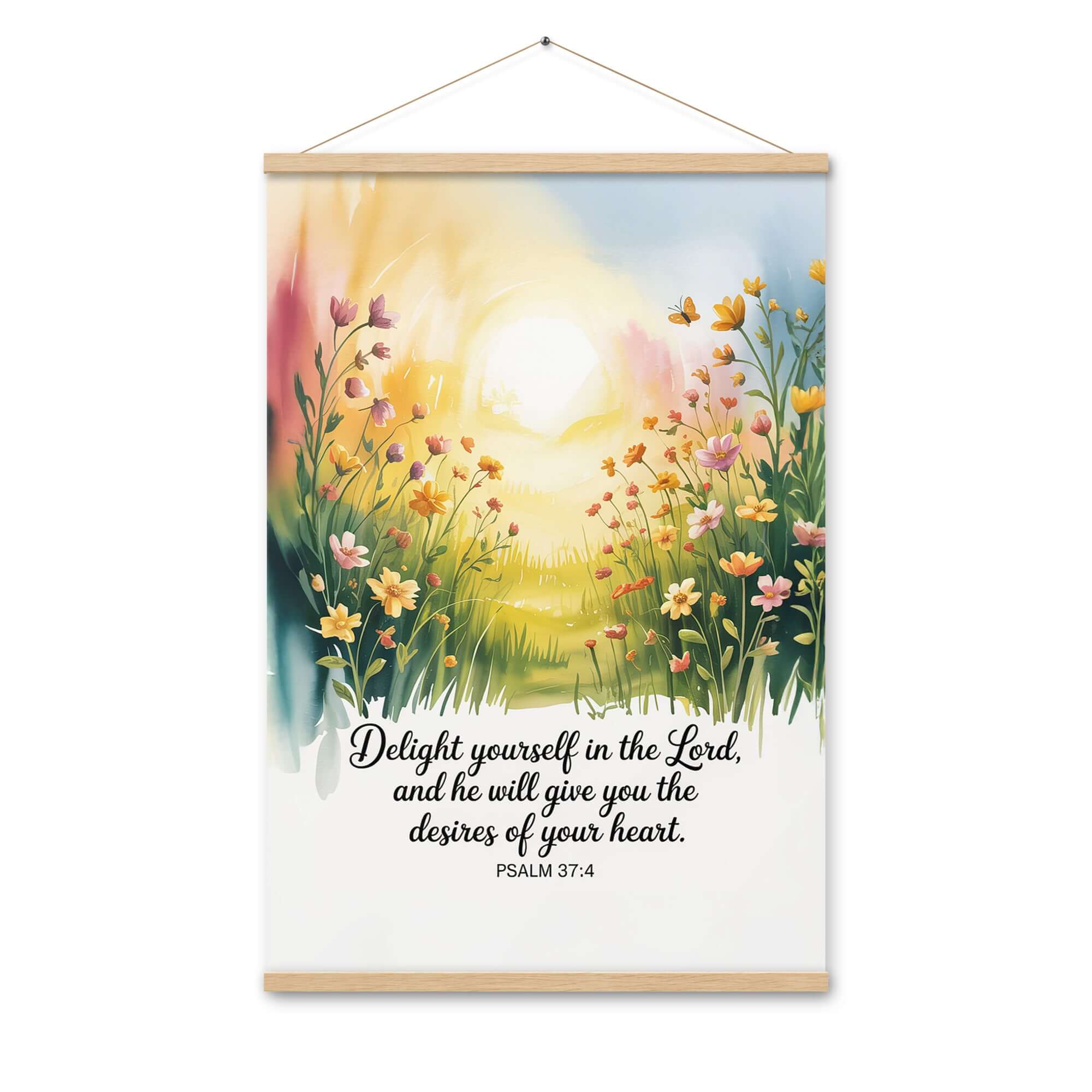 Psalm 37:4 Bible Verse, will give Enhanced Matte Paper Poster With Hanger Oak 24″×36″