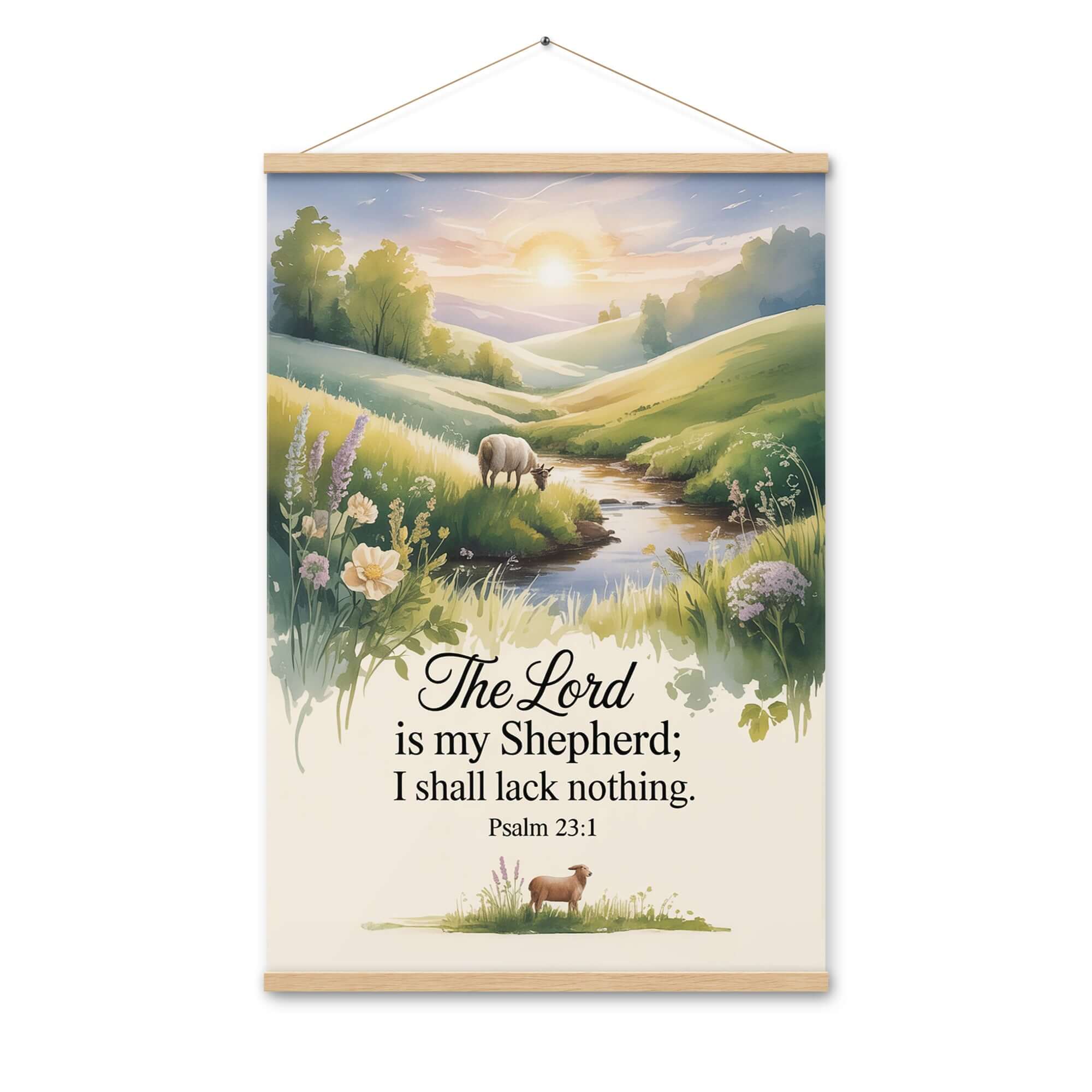Psalm 23:1 Bible Verse, Lord Enhanced Matte Paper Poster With Hanger Oak 24″×36″