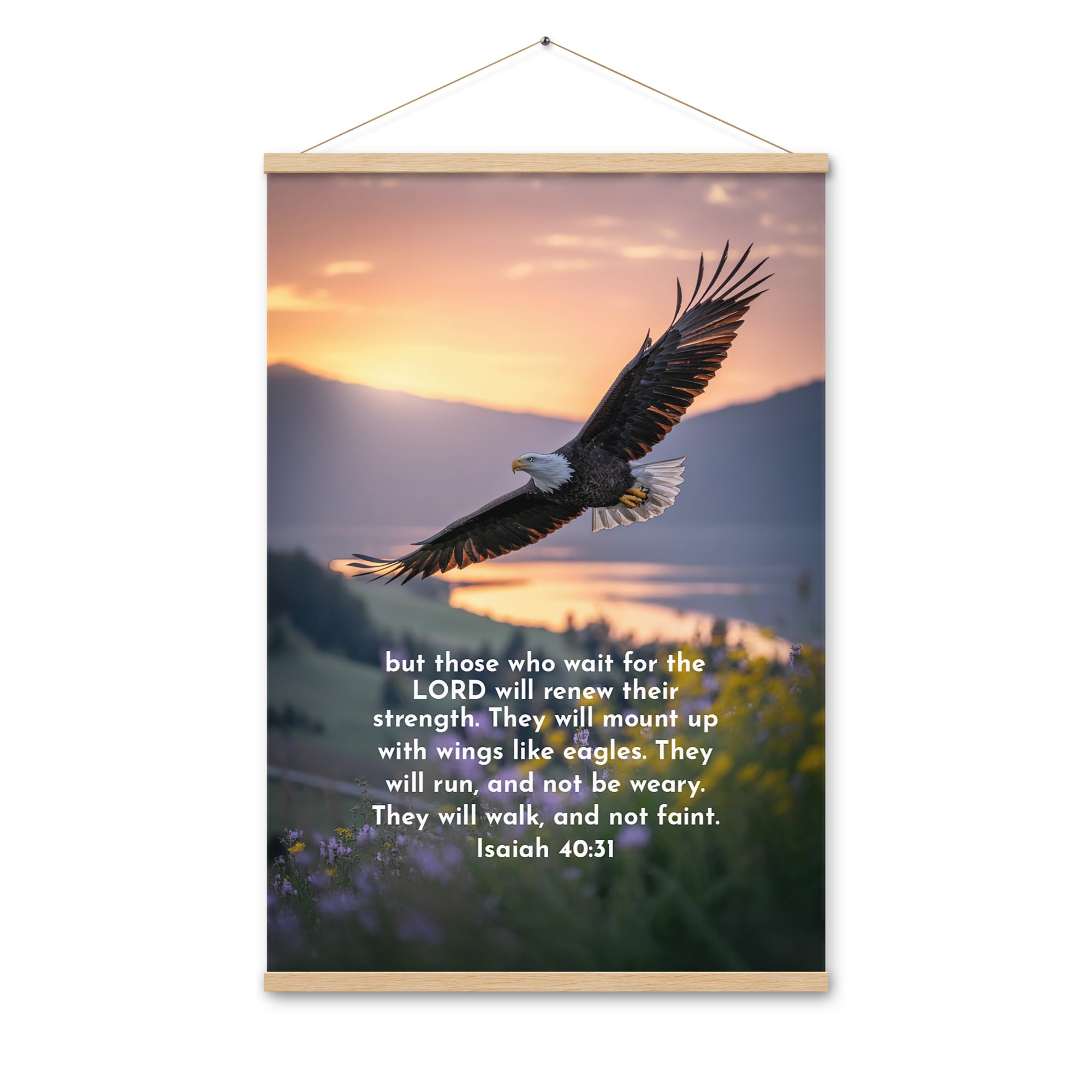 Isaiah 40:31 Bible Verse Renew Strength Enhanced Matte Paper Poster With Hanger Oak 24″×36″