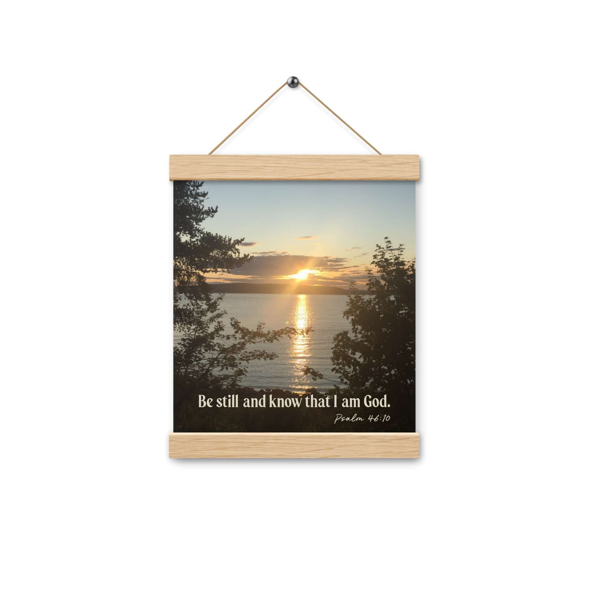 Psalm 46:10 Bible Verse, Sunset Glory Enhanced Matte Paper Poster With Hanger Wall Art