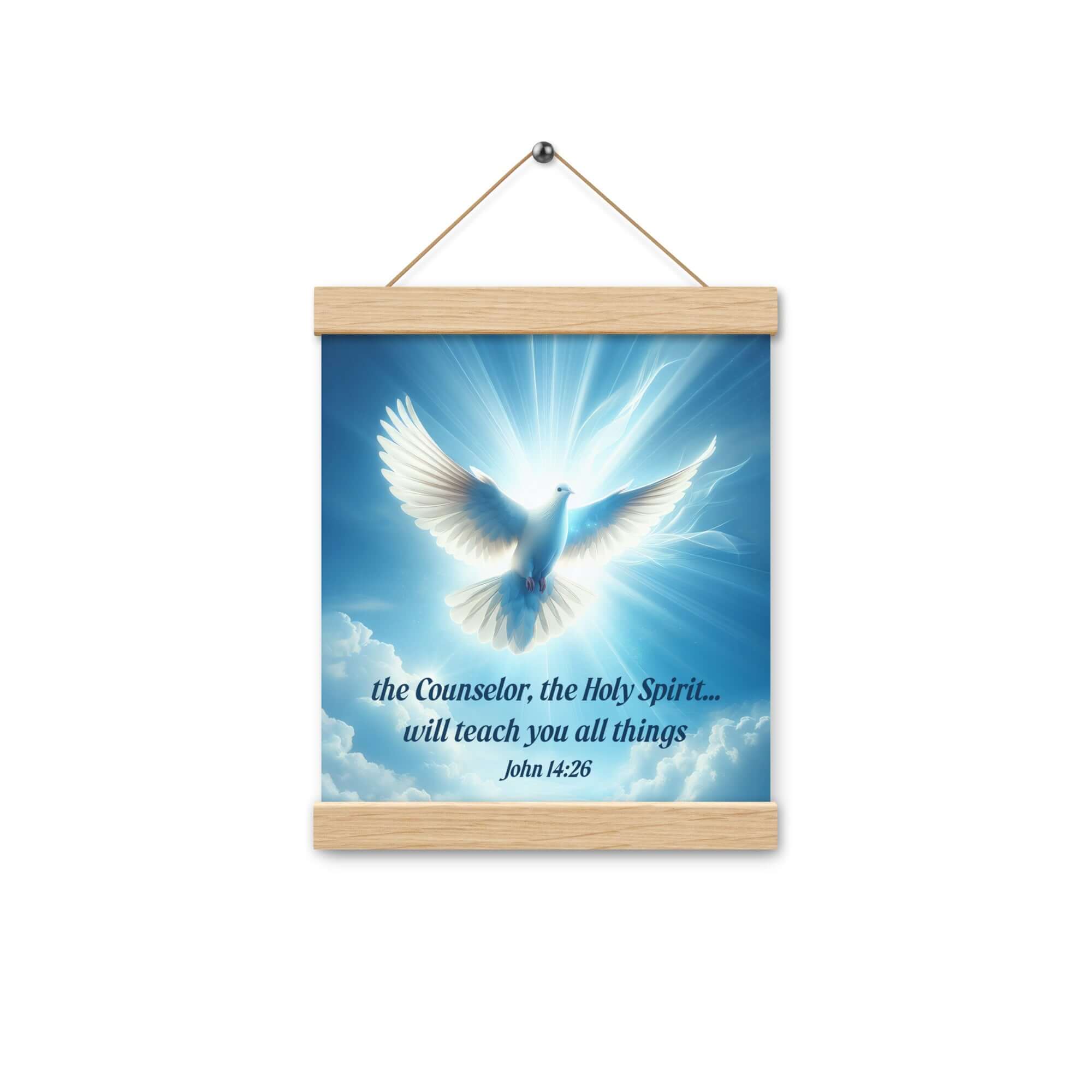 John 14:26 Bible Verse, Holy Spirit Dove Enhanced Matte Paper Poster With Hanger Wall Art