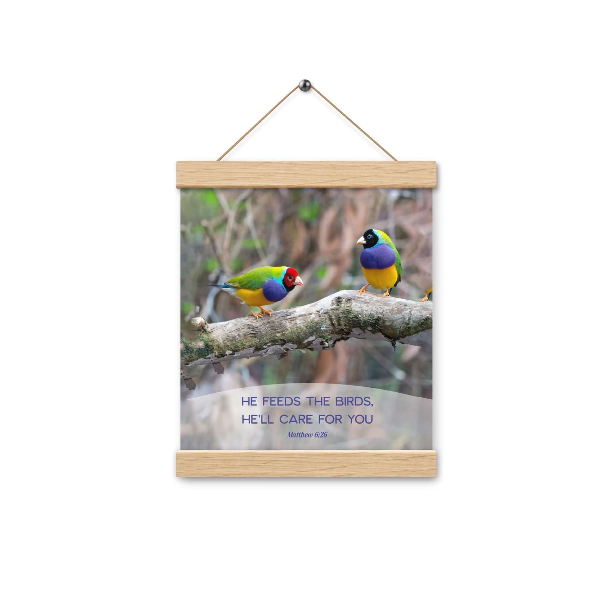 Matthew 6:26 Gouldian Finches, He'll Care for You Enhanced Matte Paper Poster With Hanger Wall Art