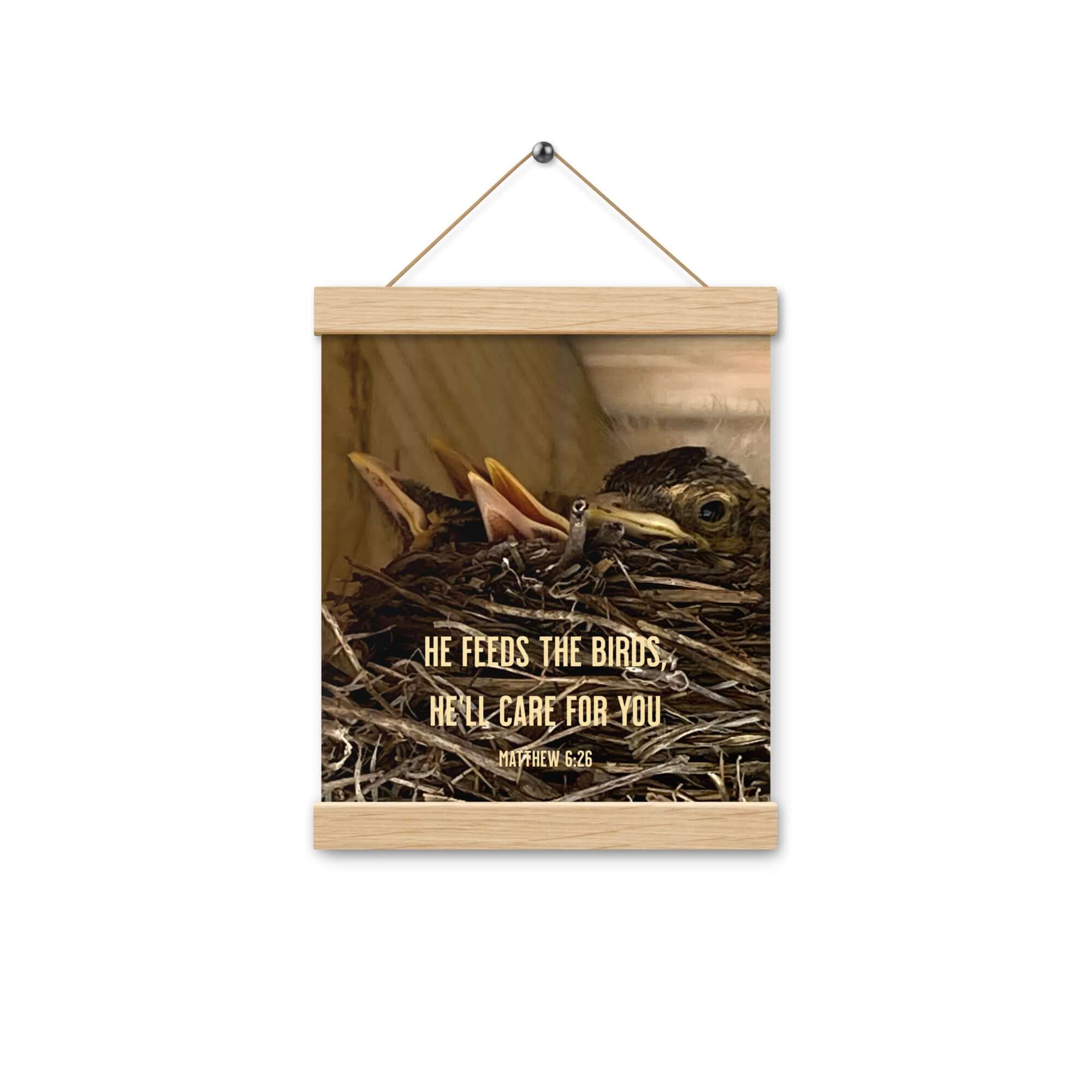 Matthew 6:26 Baby Robins, He'll Care for You Enhanced Matte Paper Poster With Hanger Wall Art