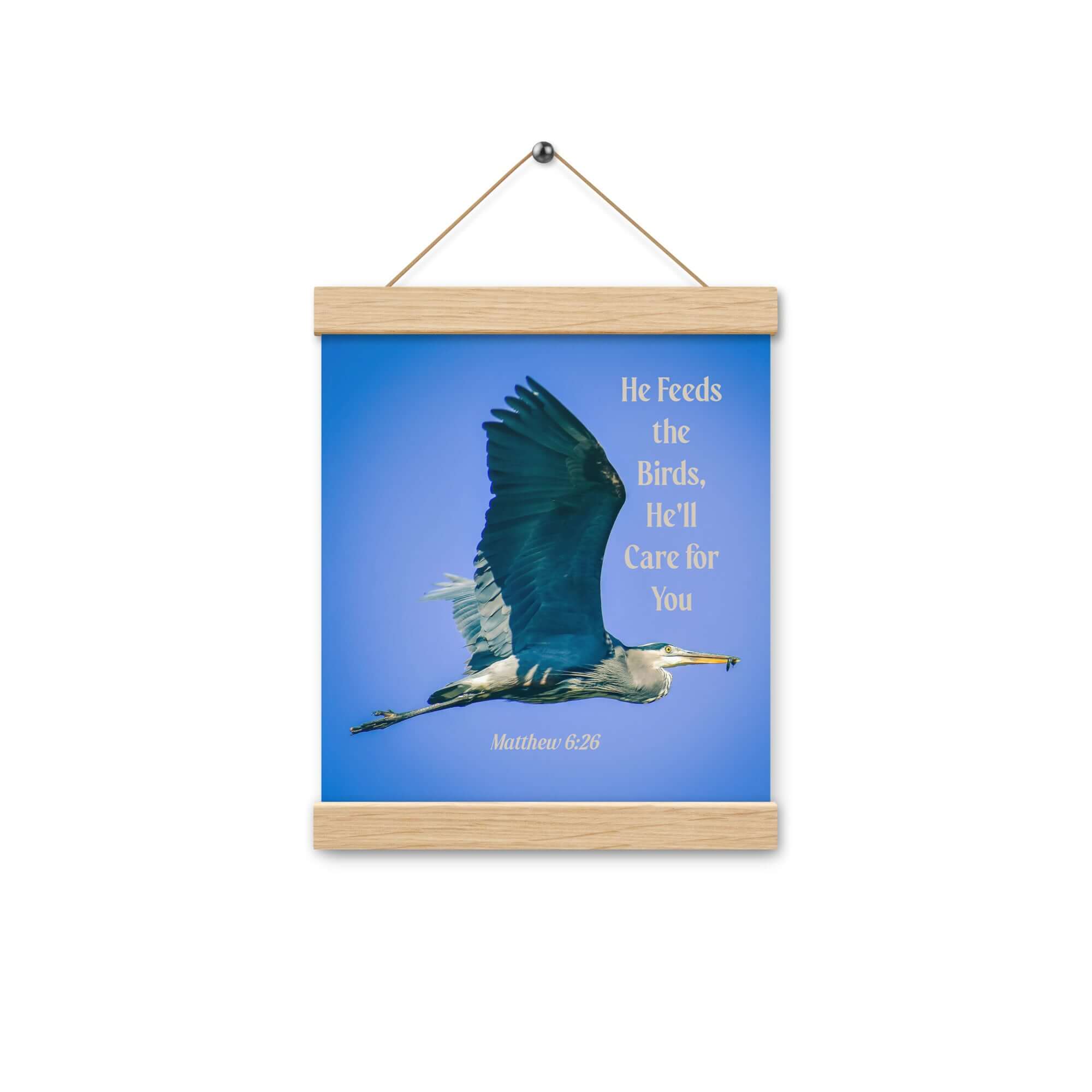 Matthew 6:26 Graceful Heron, He'll Care for You Enhanced Matte Paper Poster With Hanger Wall Art