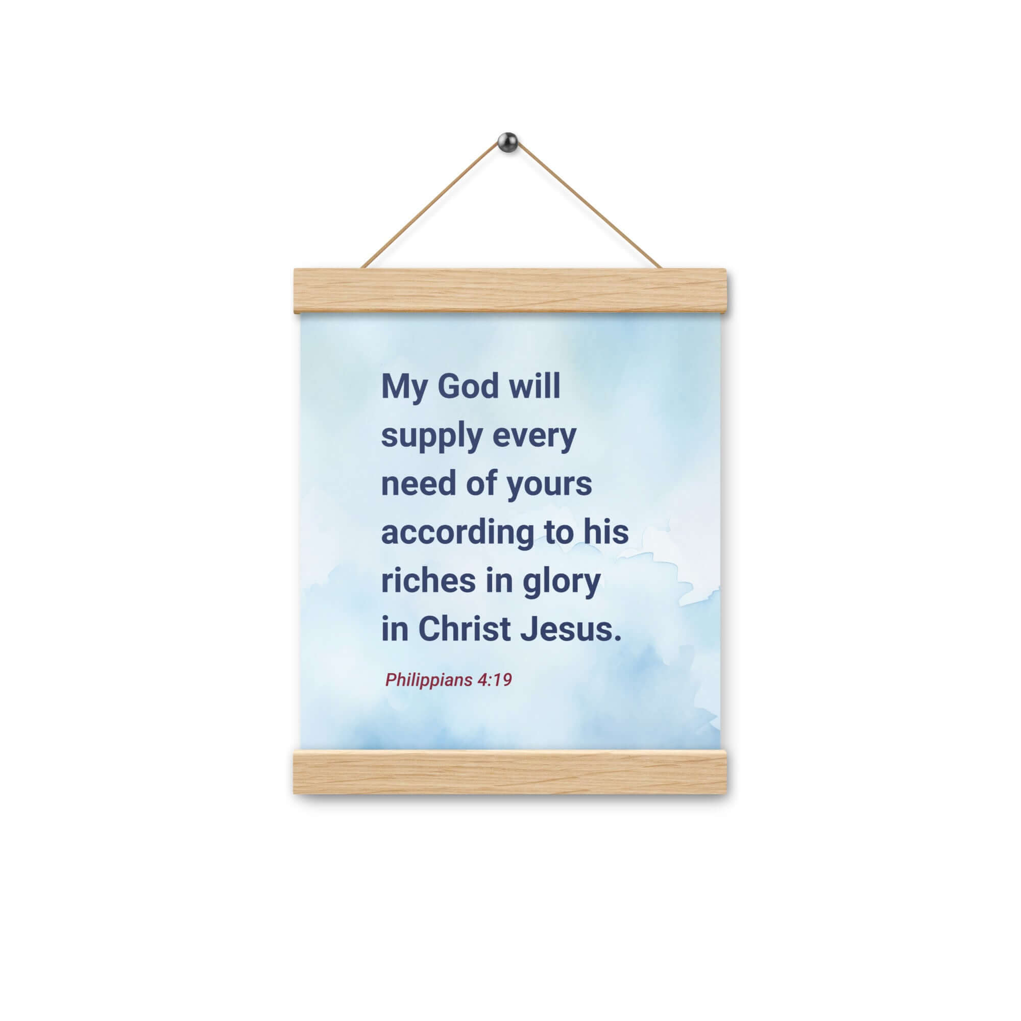 Philippians 4:19 Bible Verse, God will supply Enhanced Matte Paper Poster With Hanger Wall Art