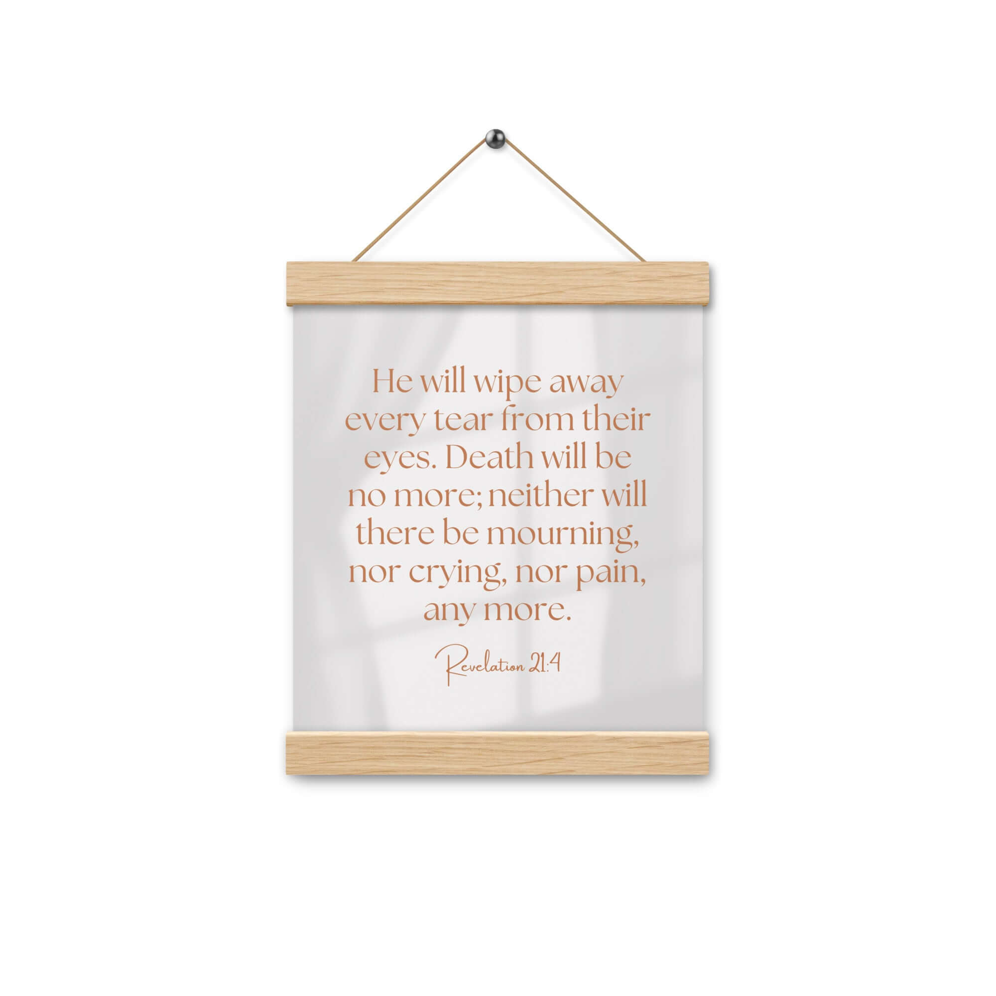 Revelation 21:4 Bible Verse, He will wipe Enhanced Matte Paper Poster With Hanger Wall Art
