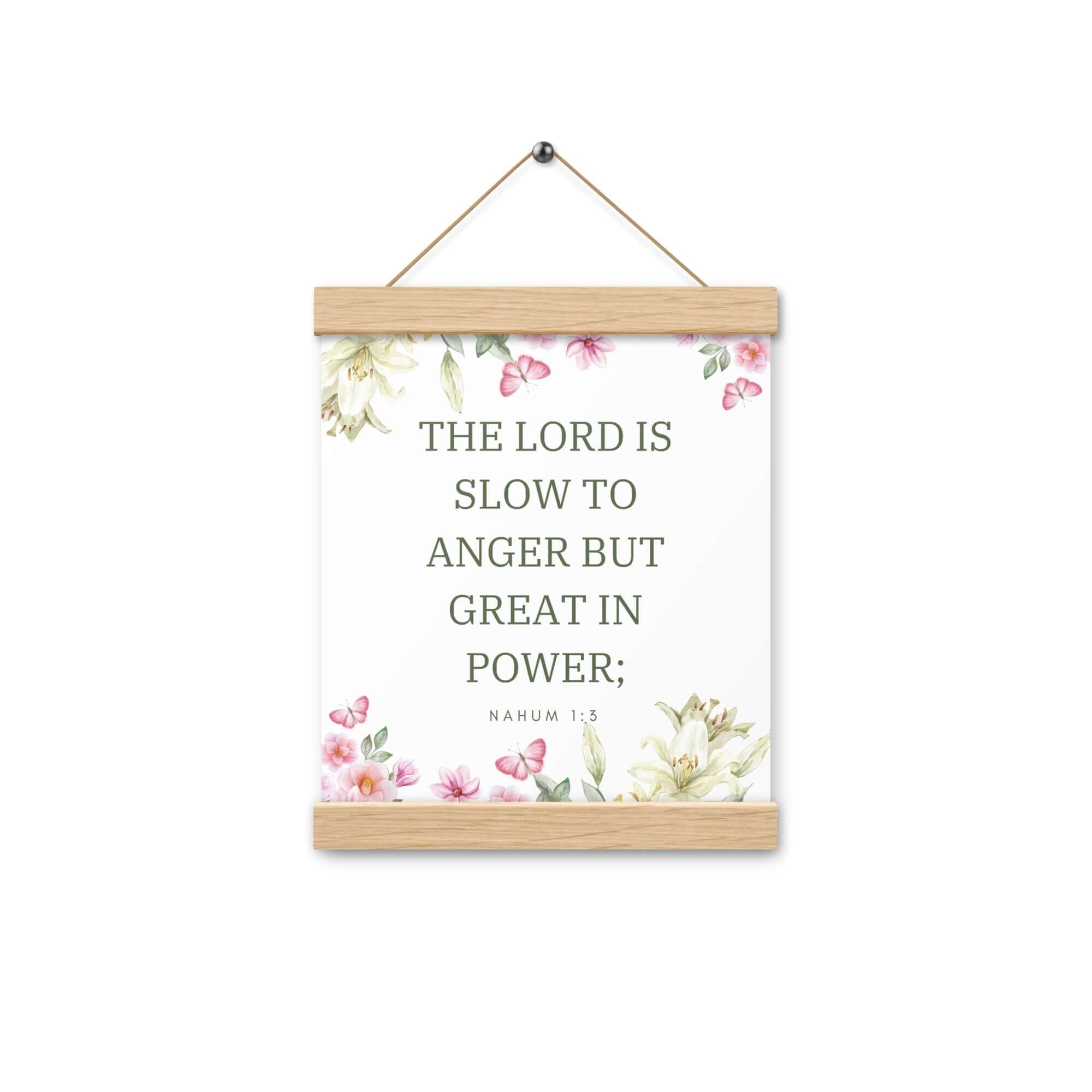 Nahum 1:3 Bible Verse, slow to anger Enhanced Matte Paper Poster With Hanger Wall Art