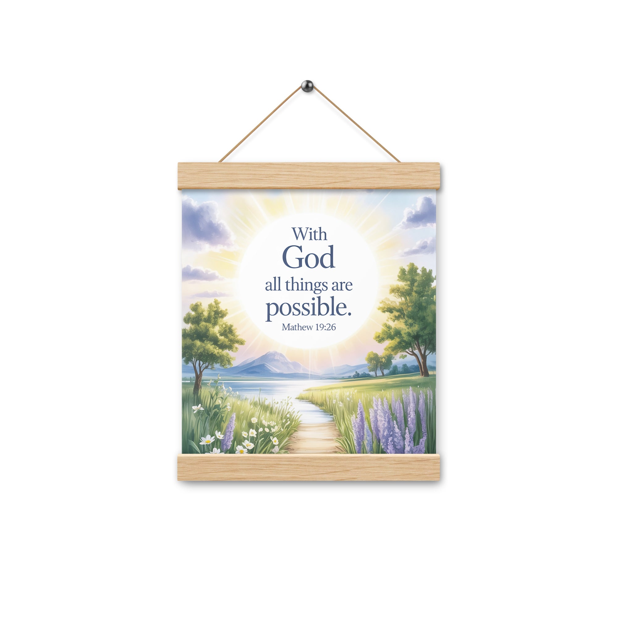 Matthew 19:26 Bible Verse Looking at Enhanced Matte Paper Poster With Hanger