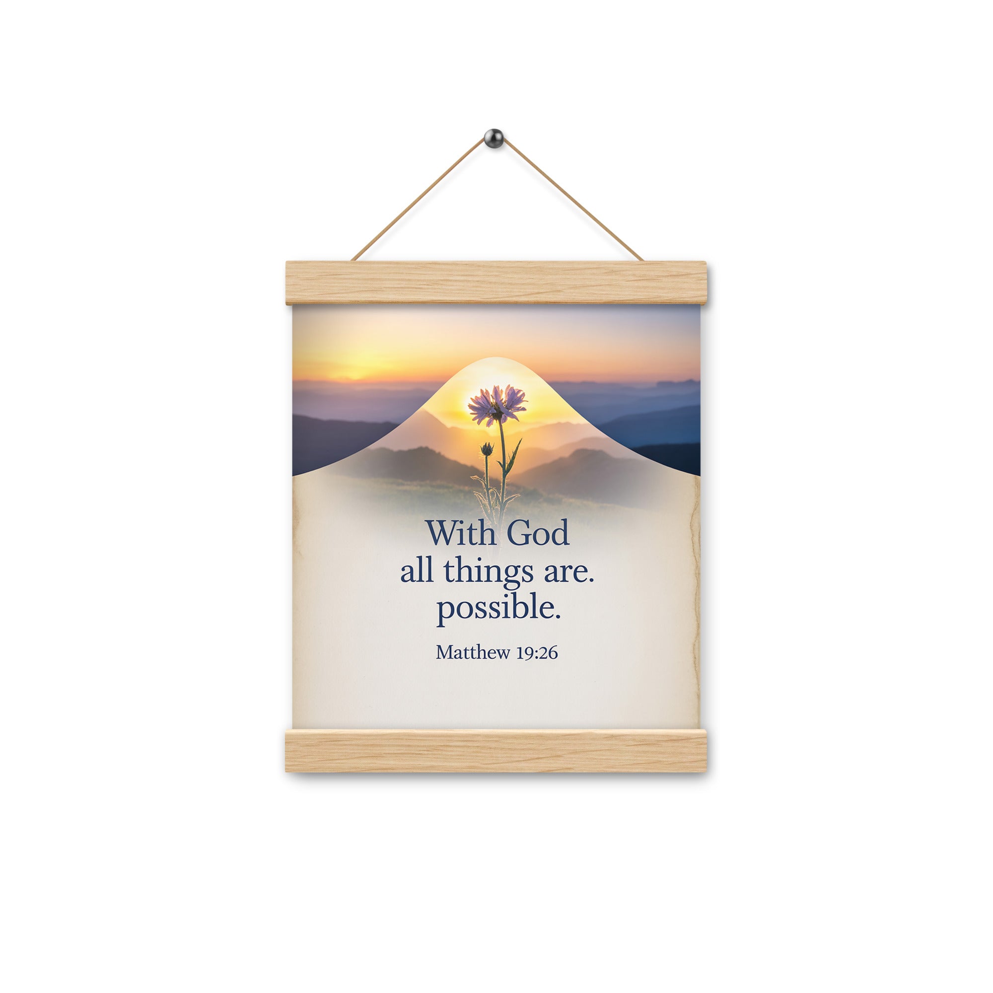 Matthew 19:26 Bible Verse at them Enhanced Matte Paper Poster With Hanger