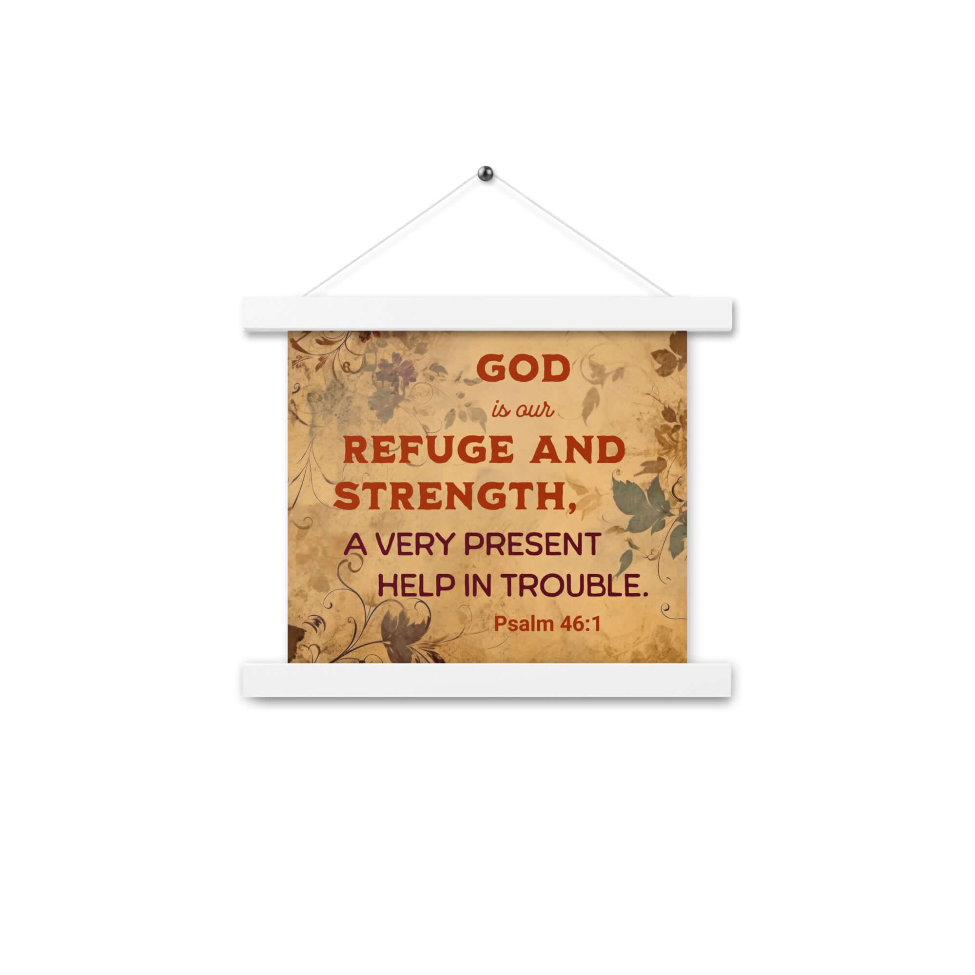 Psalm 46:1 Bible Verse, God is Our Refuge Enhanced Matte Paper Poster With Hanger Wall Art White 10″×10″