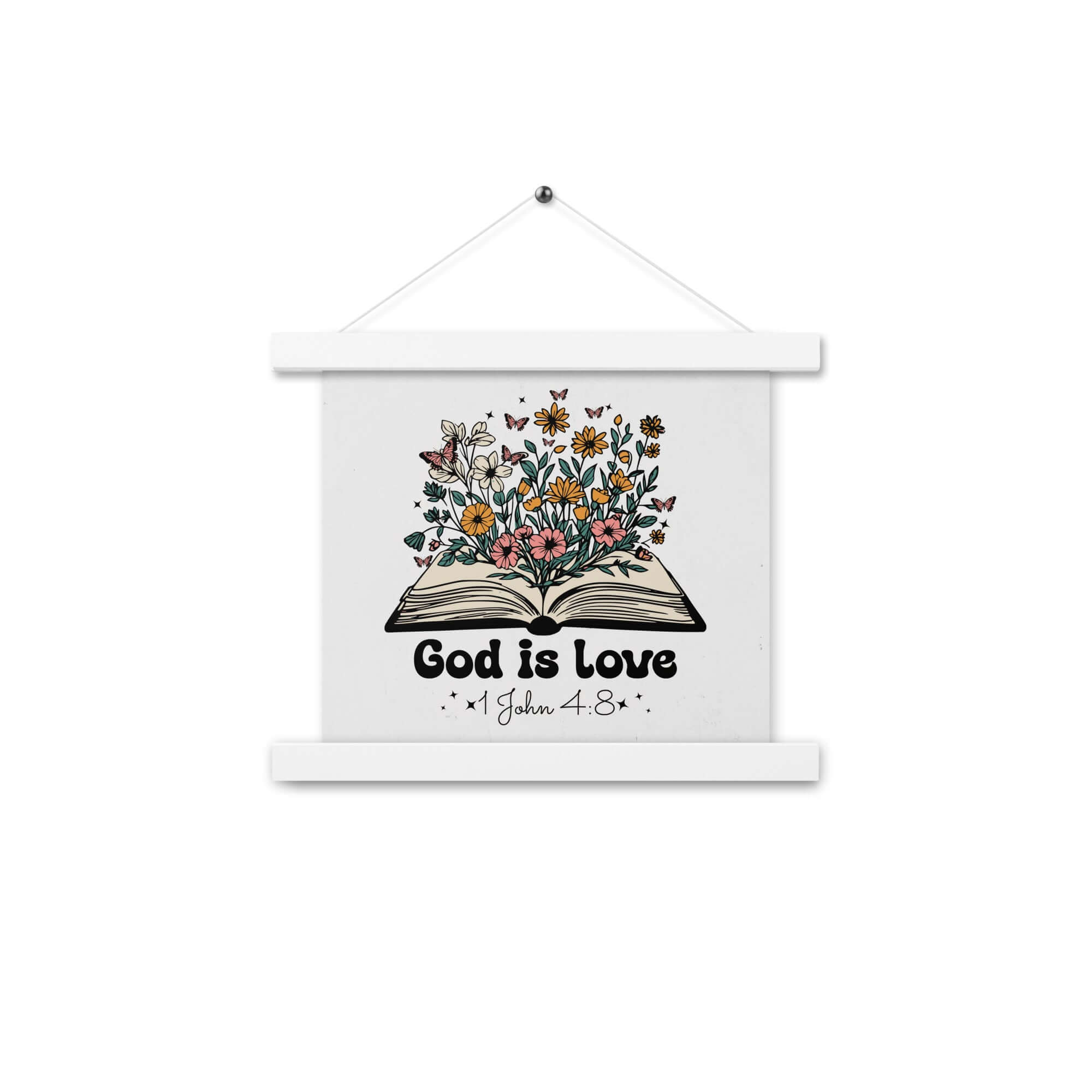 1 John 4:8 Bible Verse, God is Love Enhanced Matte Paper Poster With Hanger Wall Art White 10″×10″