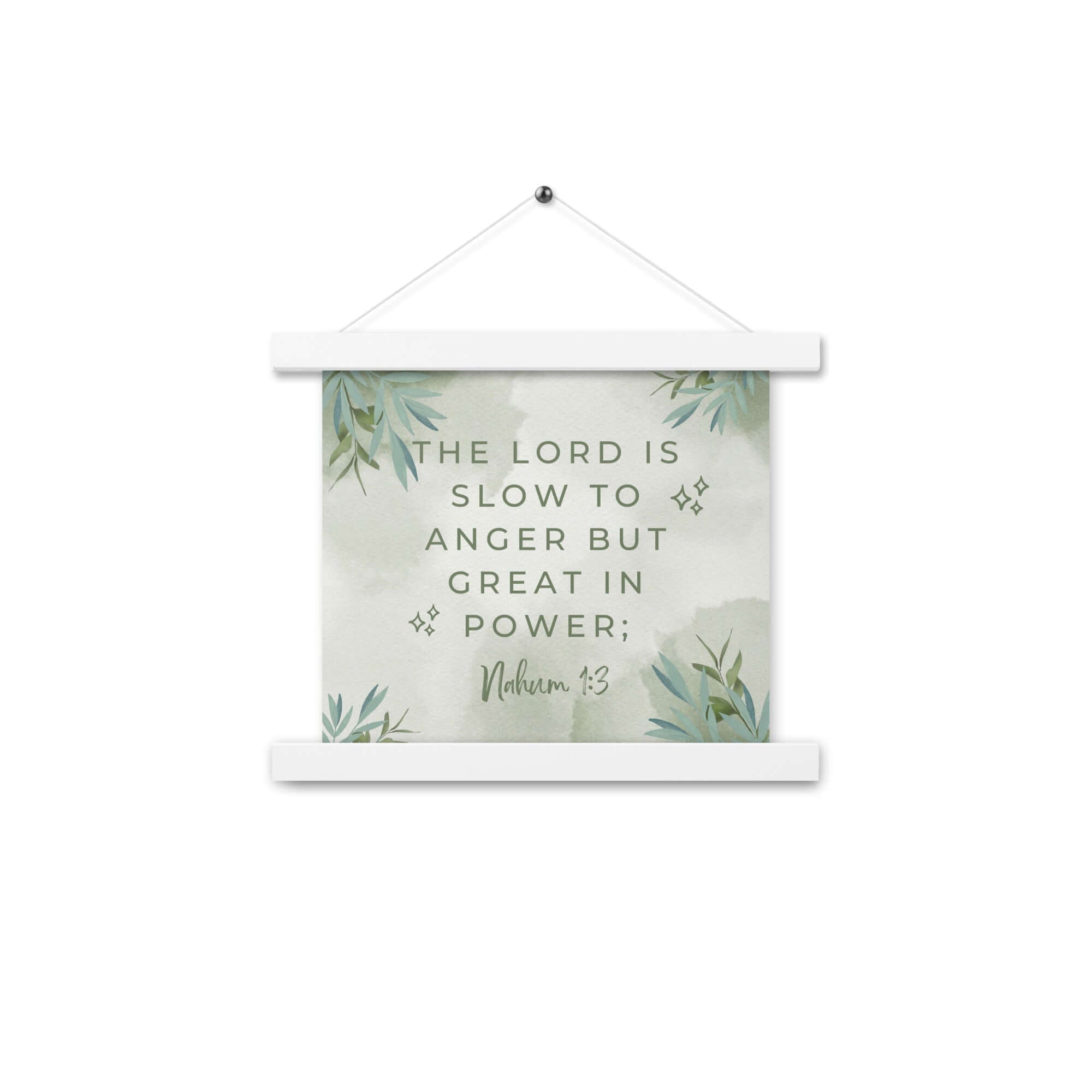 Nahum 1:3 Bible Verse, The Lord is slow Enhanced Matte Paper Poster With Hanger Wall Art White 10″×10″