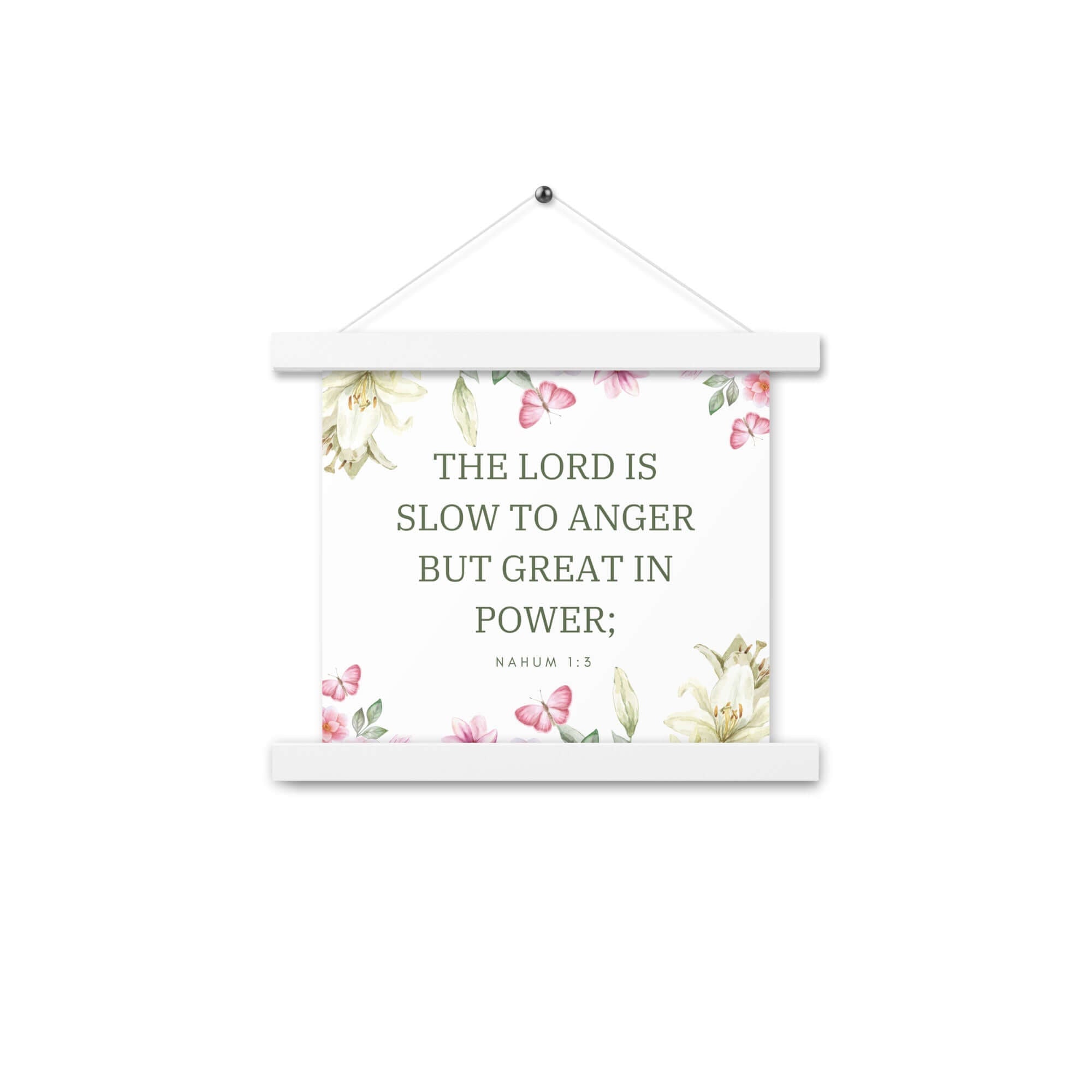 Nahum 1:3 Bible Verse, slow to anger Enhanced Matte Paper Poster With Hanger Wall Art White 10″×10″