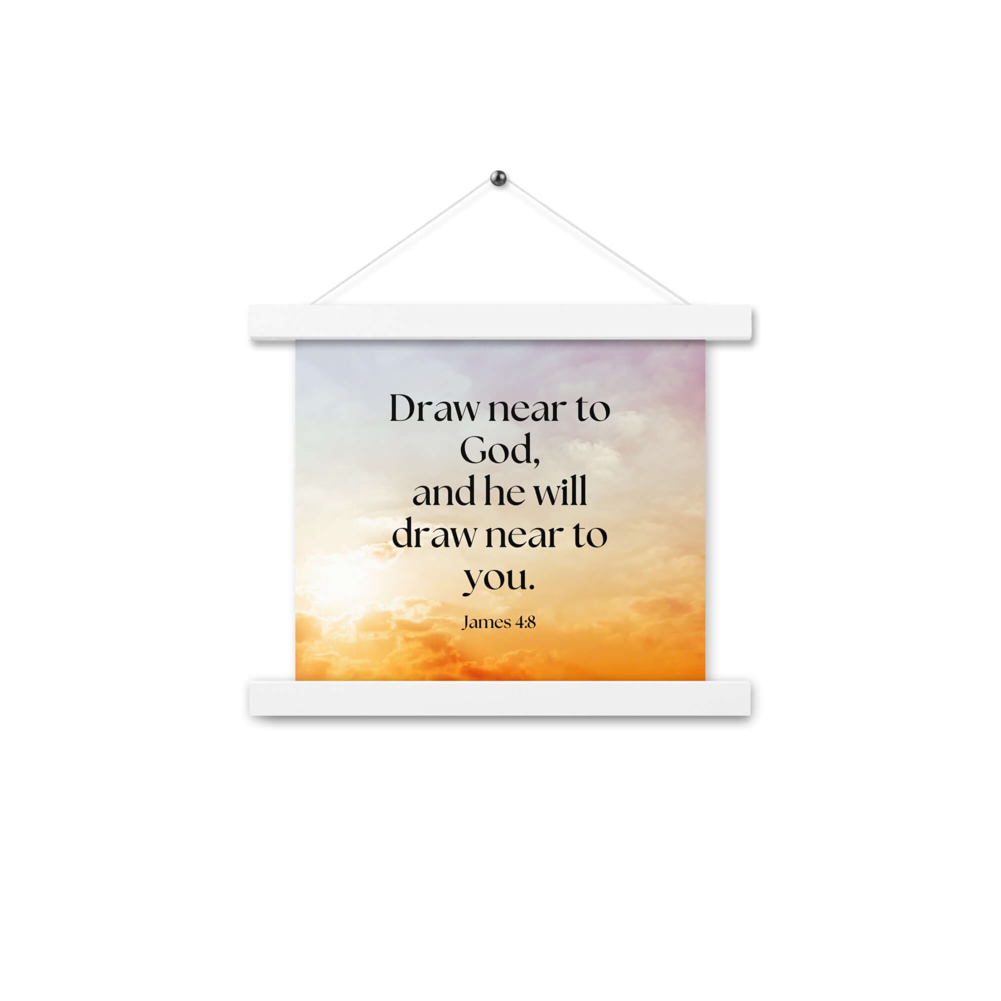 James 4:8 Bible Verse, he will draw Enhanced Matte Paper Poster With Hanger Wall Art White 10″×10″