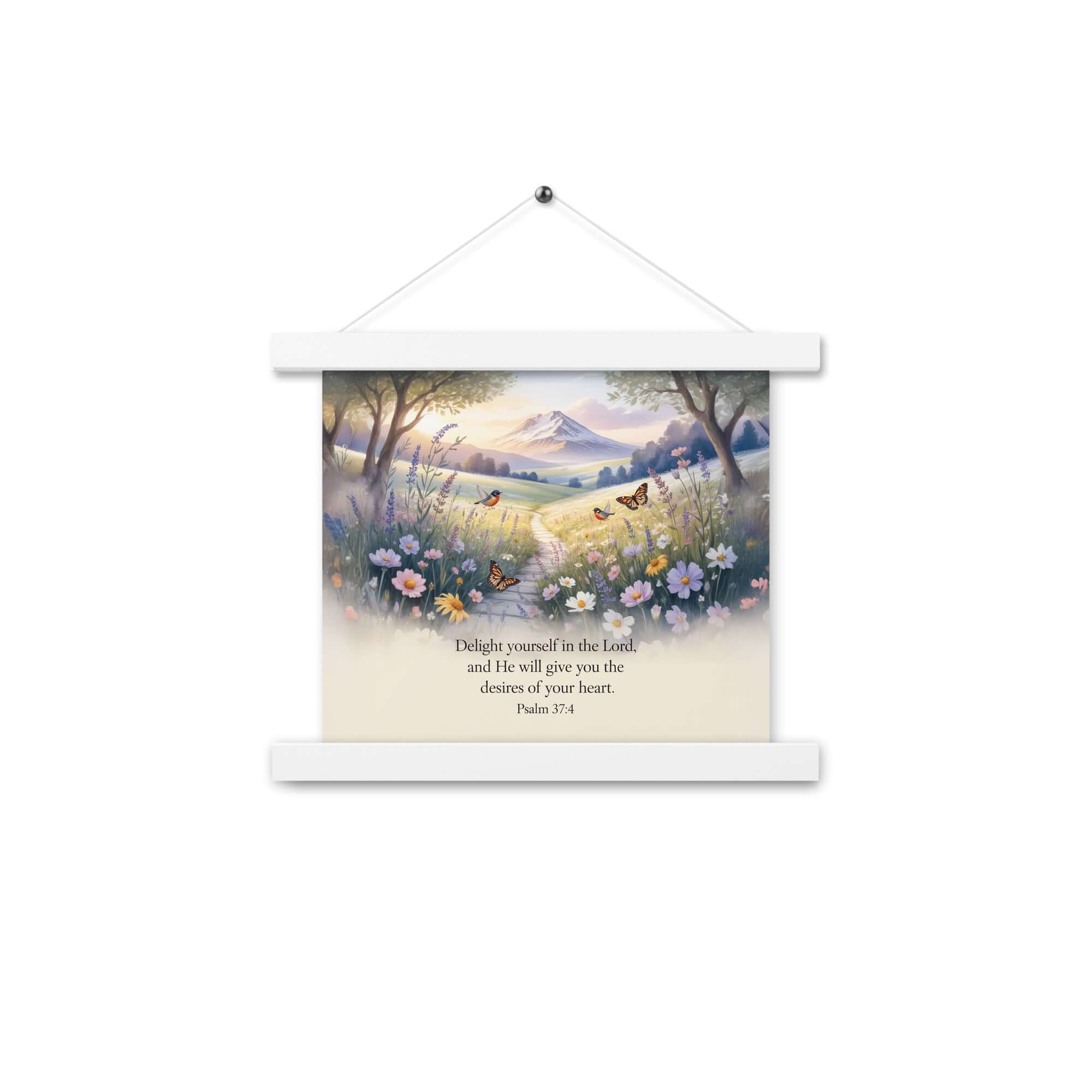 Psalm 37:4 Bible Verse, Delight Enhanced Matte Paper Poster With Hanger White 10″×10″