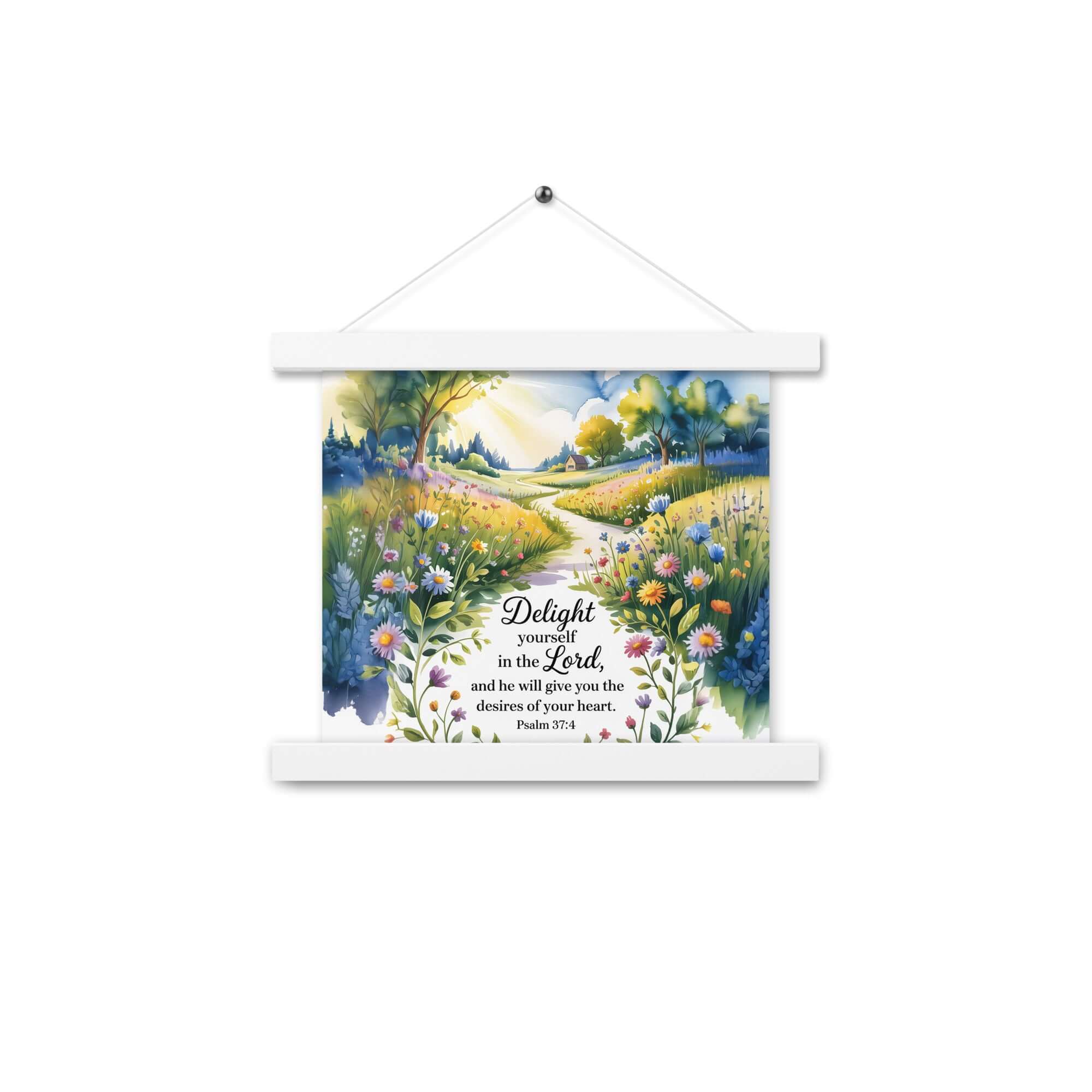 Psalm 37:4 Bible Verse, desires Enhanced Matte Paper Poster With Hanger White 10″×10″