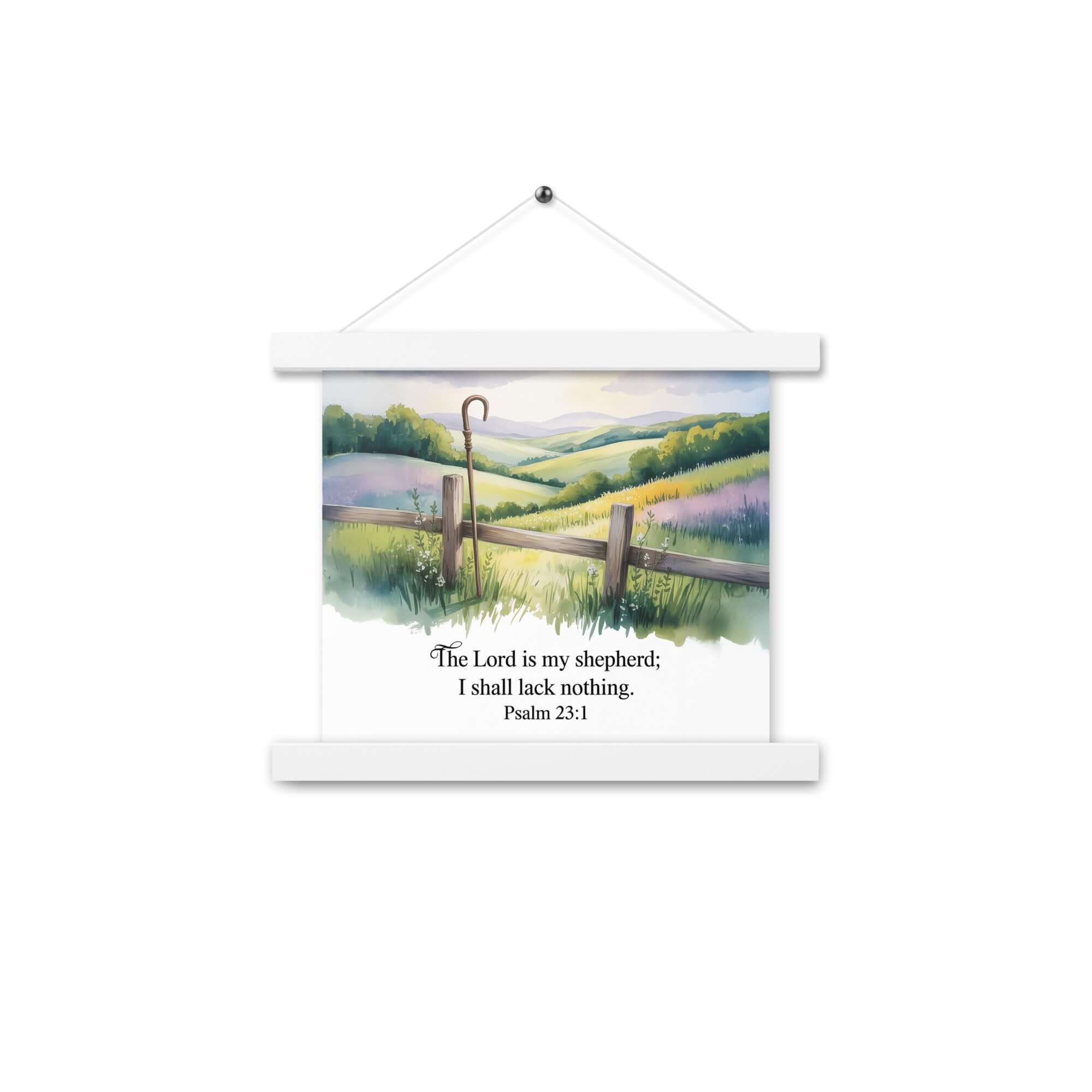 Psalm 23:1 Bible Verse, Lack Enhanced Matte Paper Poster With Hanger White 10″×10″