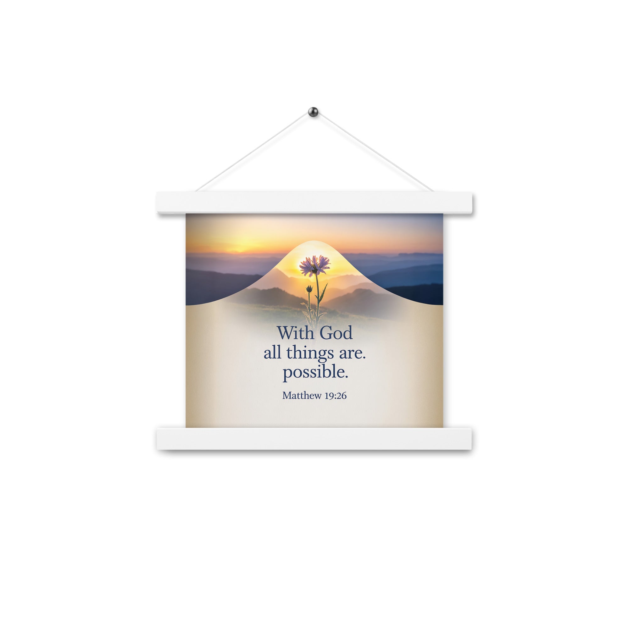 Matthew 19:26 Bible Verse at them Enhanced Matte Paper Poster With Hanger White 10″×10″